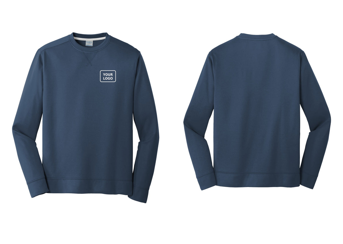 NYC Factory Custom Logo Event Security Performance Fleece Crewneck Sweatshirt (Classic) - Your Logo Only - Navy