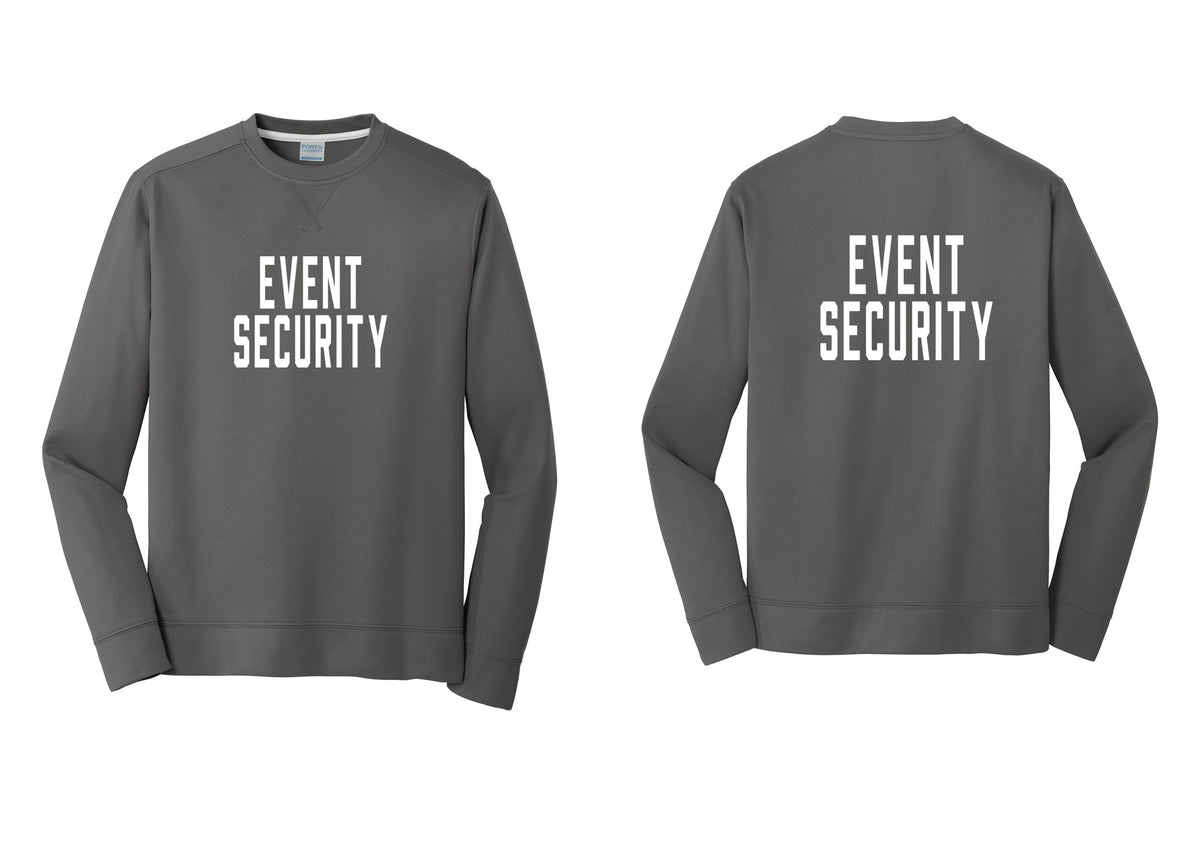 NYC Factory Event Security Performance Fleece Crewneck Sweatshirt (Classic) - Front + Back - Charcoal