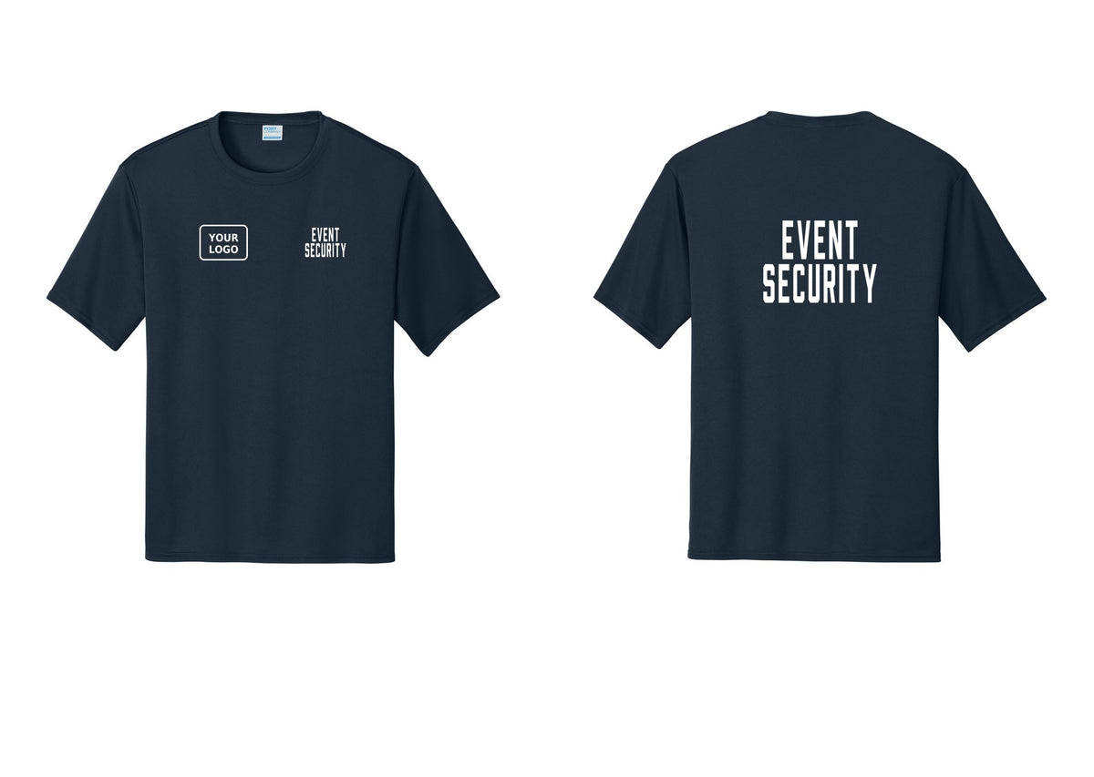 NYC Factory Custom Logo Event Security Performance T-Shirt (Classic) - EVENT SECURITY + Your Logo + Back - Navy