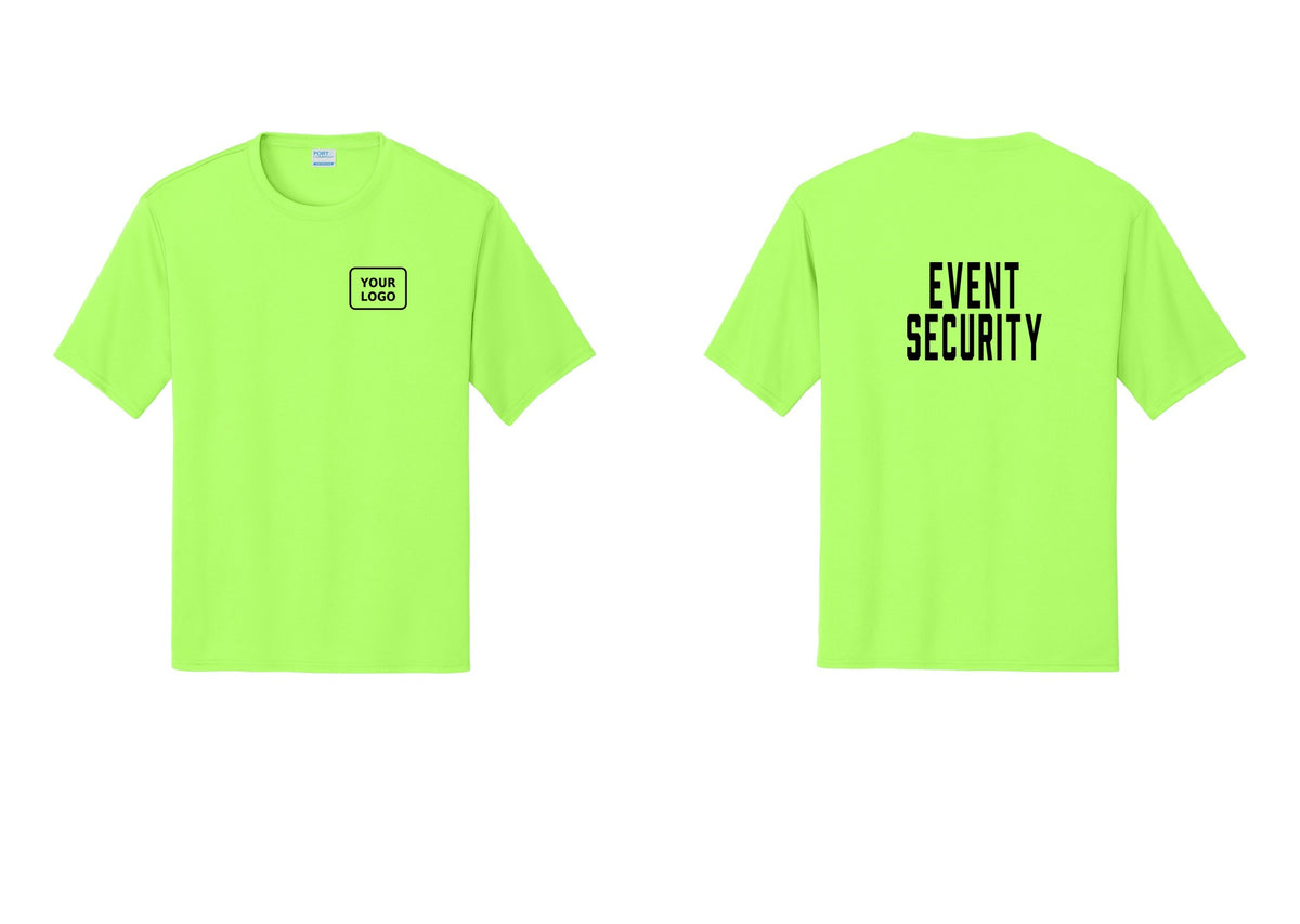 NYC Factory Custom Logo Event Security Performance T-Shirt (Classic) - Your Logo + Back - Neon Green