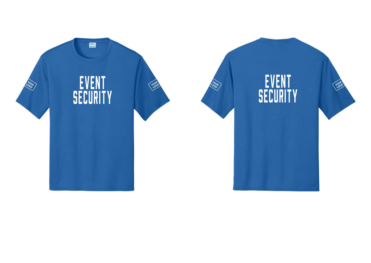 NYC Factory Custom Logo Event Security Performance T-Shirt (Classic) - Front + Back + Your Logo Sleeves - Royal