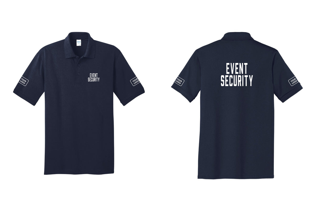 NYC Factory Custom Logo Event Security Polo Shirt (Classic) - Chest + Back + Your Logo Sleeves - Navy