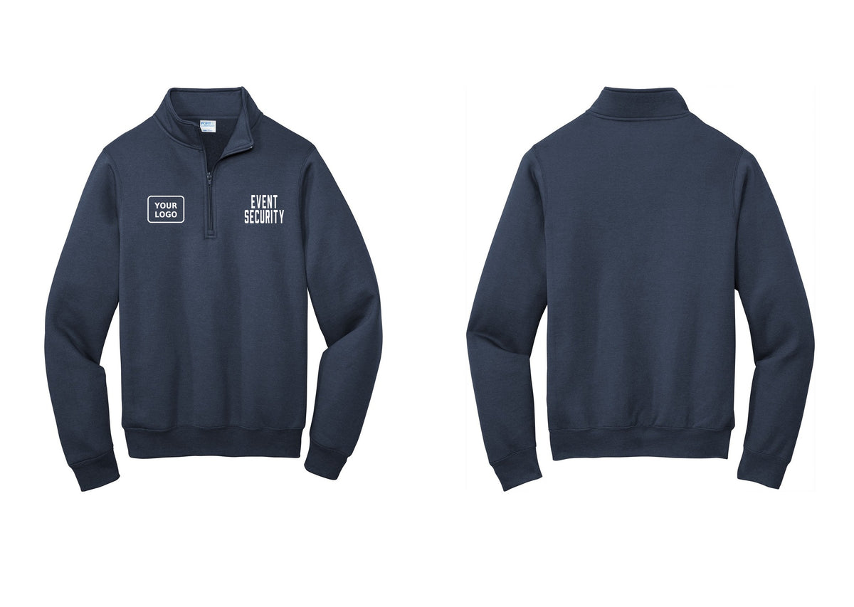 NYC Factory Custom Logo Event Security Cotton Fleece 1/4-Zip Pullover Sweatshirt (Classic) - EVENT SECURITY + Your Logo - Navy