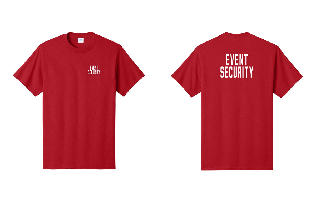 NYC Factory Event Security T-Shirt for Venues & Crowd Management (Classic) - Chest + Back - Red