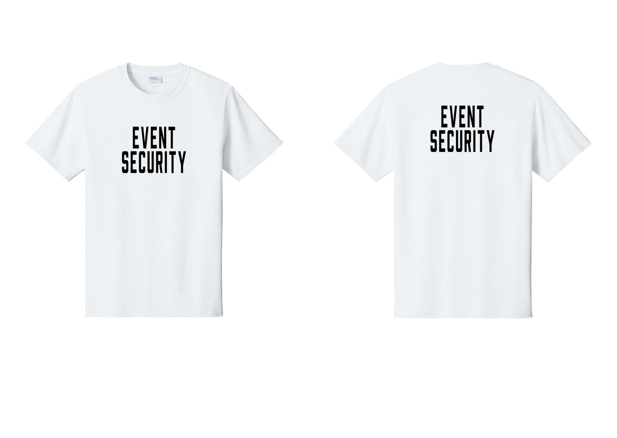 NYC Factory Event Security T-Shirt for Venues & Crowd Management (Classic) - Front + Back - White