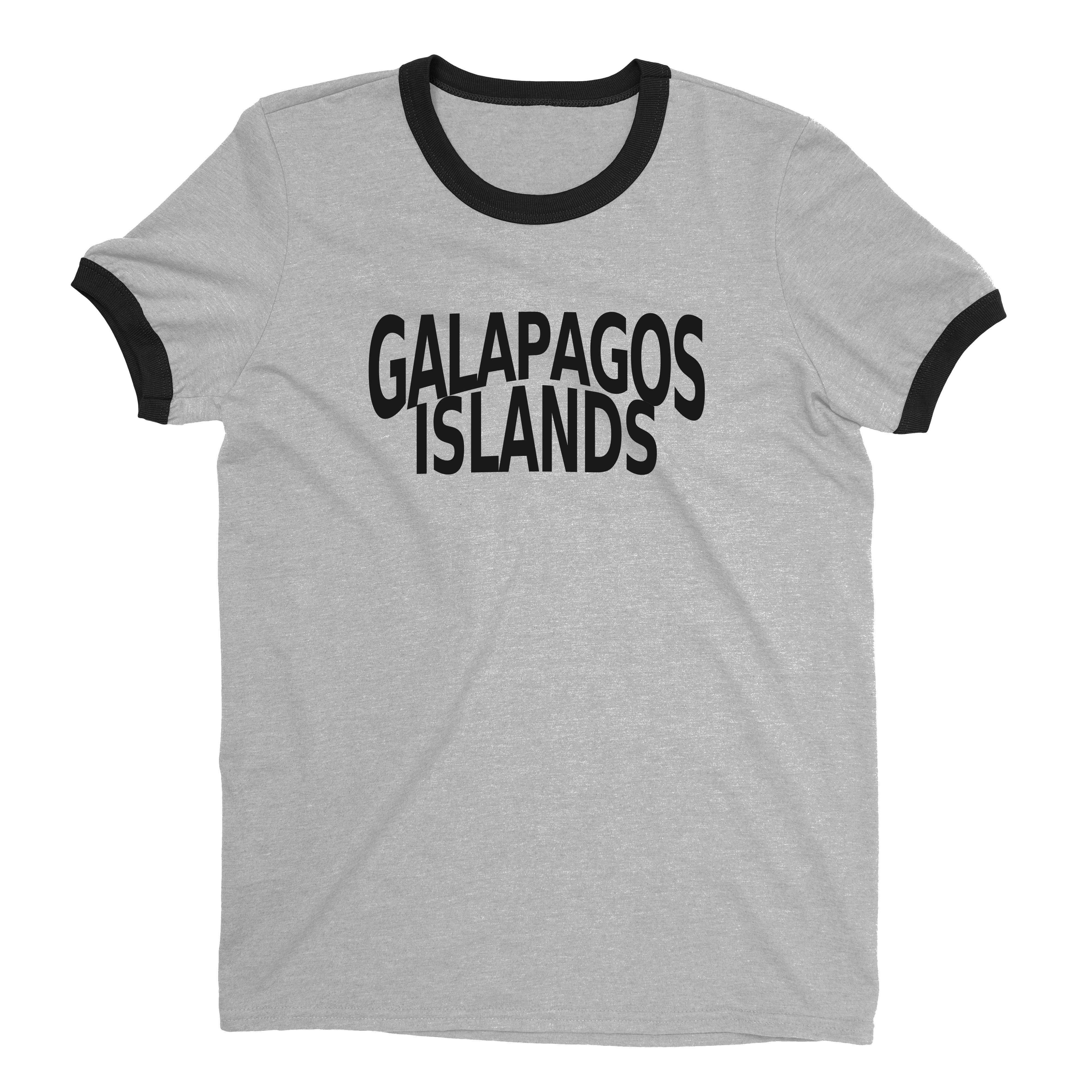Galapagos Islands Ringer Tee Retro Style Men's T-Shirt - NYC Factory - Heather Gray