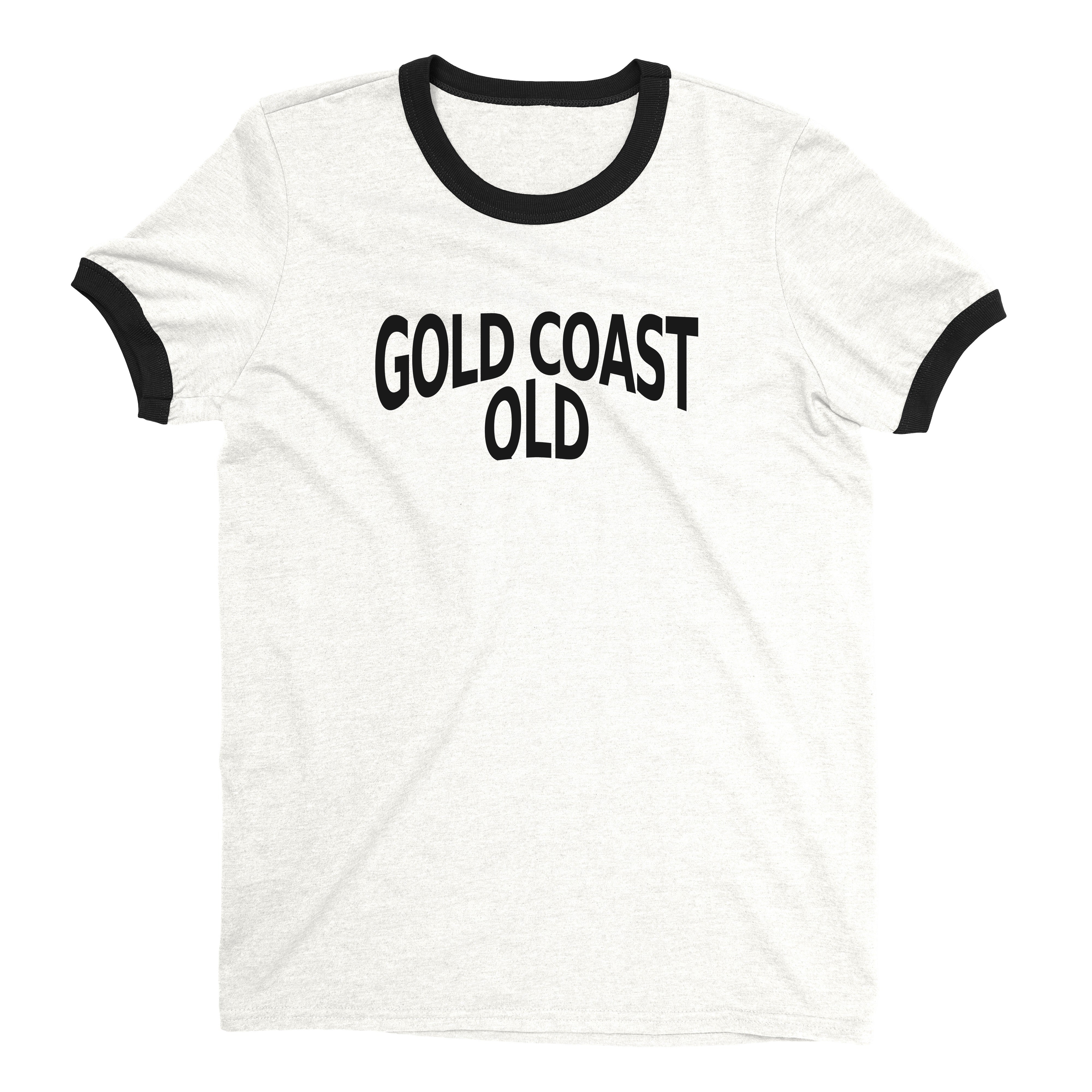 Gold Coast Australia Ringer Tee Retro Style Men's T-Shirt - NYC Factory - White