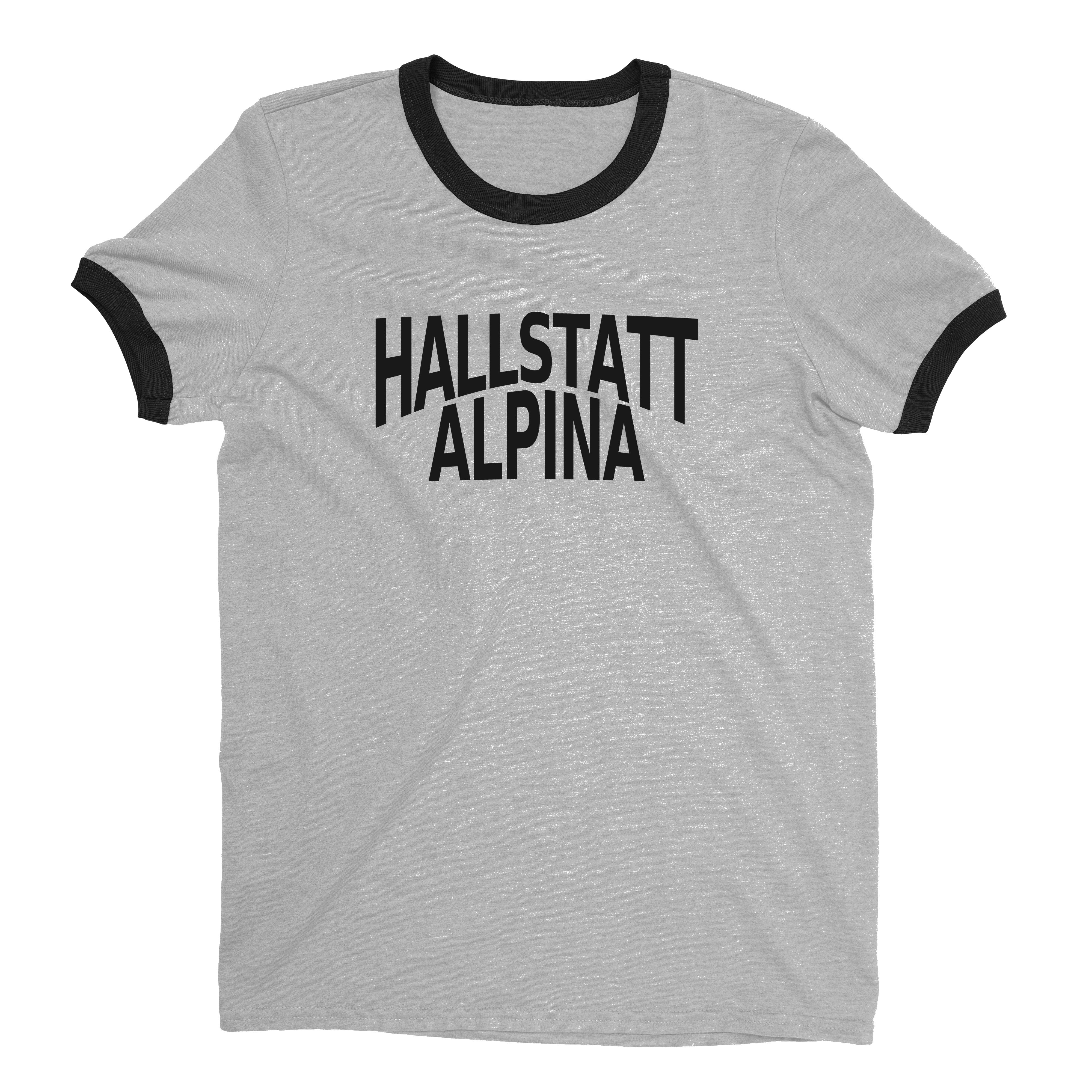 Hallstatt Austria Ringer Tee Retro Style Men's T-Shirt - NYC Factory - Heather Gray