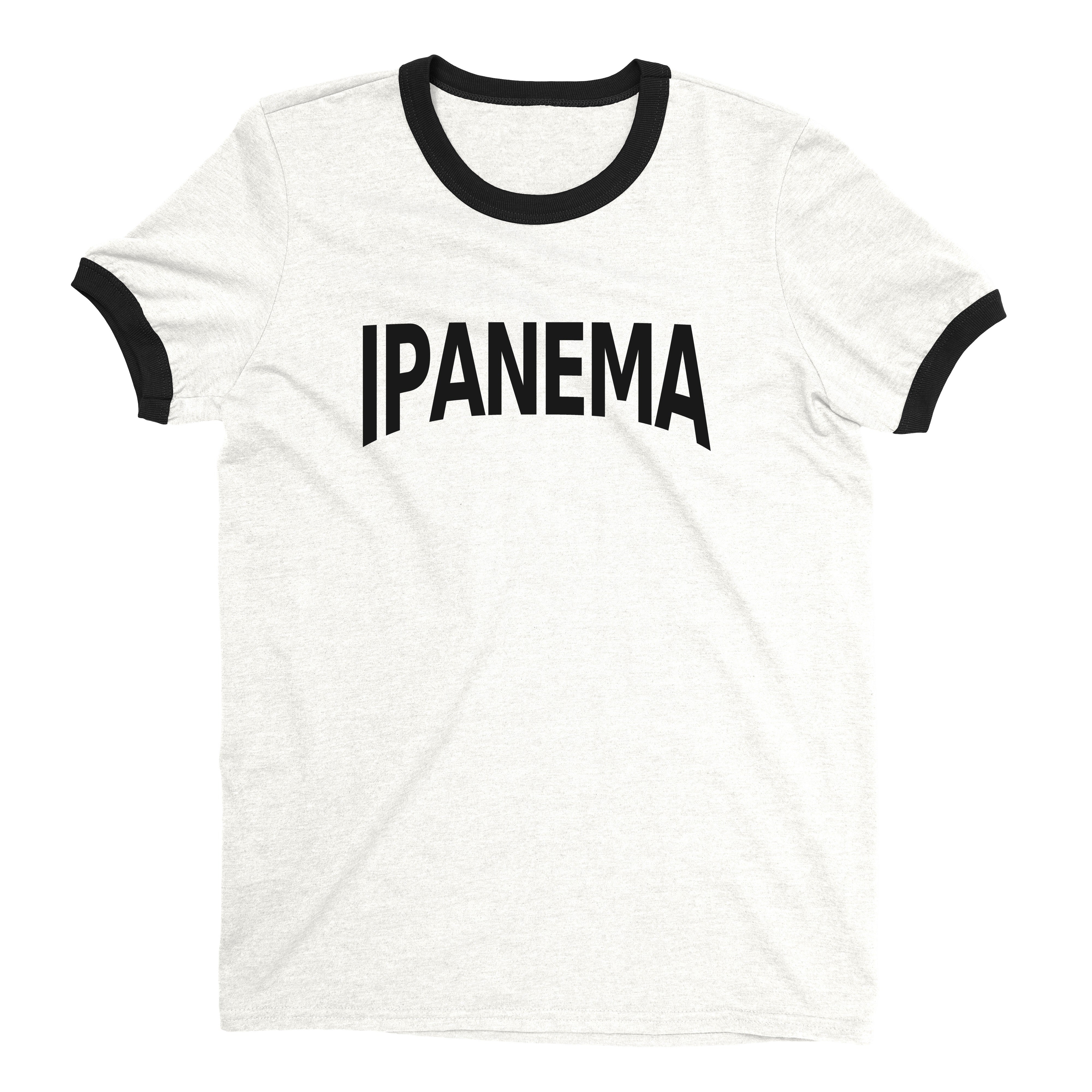Ipanema Beach Ringer Tee Retro Style Men's T-Shirt - NYC Factory - White