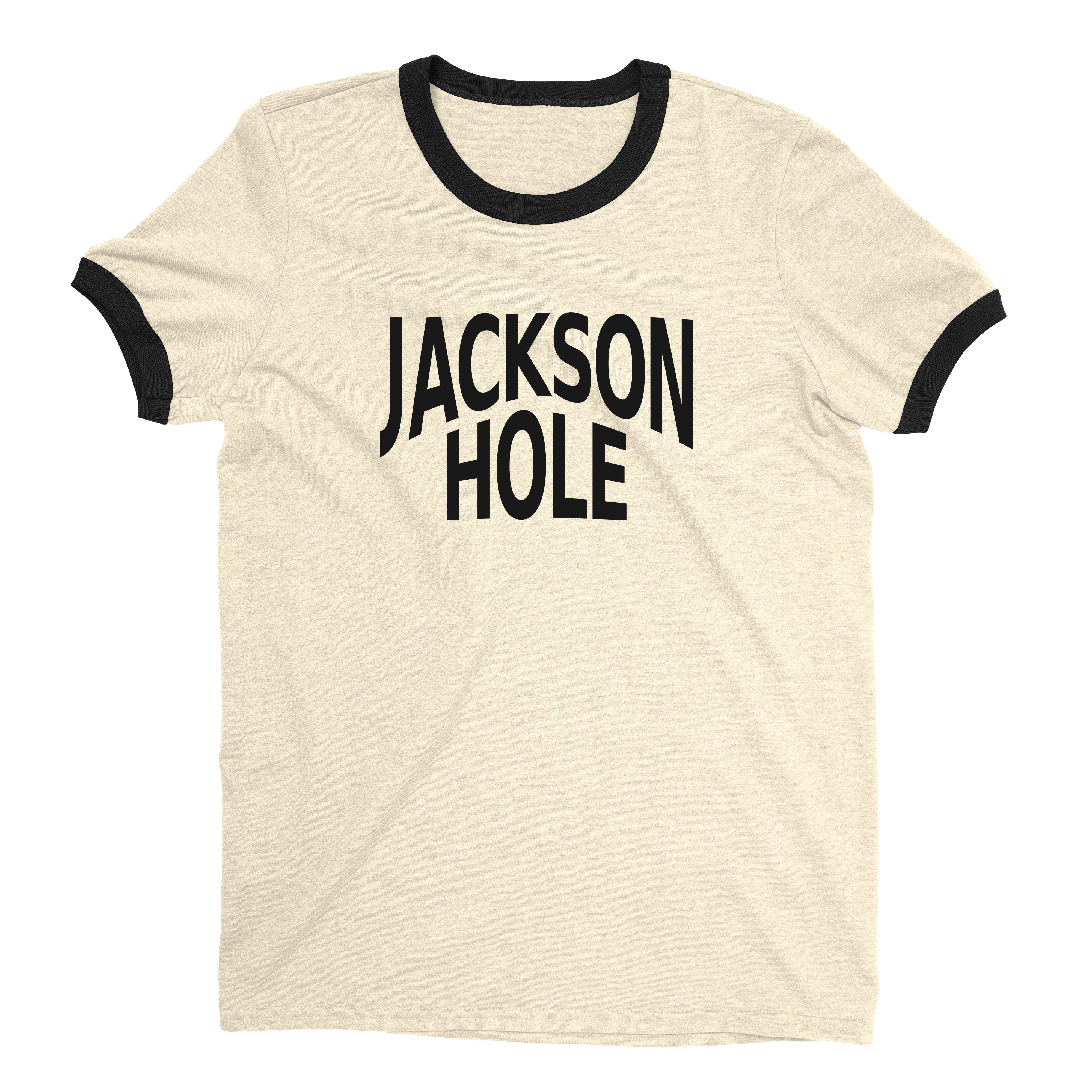Jackson Hole Ski Resort Ringer Tee Retro Style Men's T-Shirt - NYC Factory - Natural