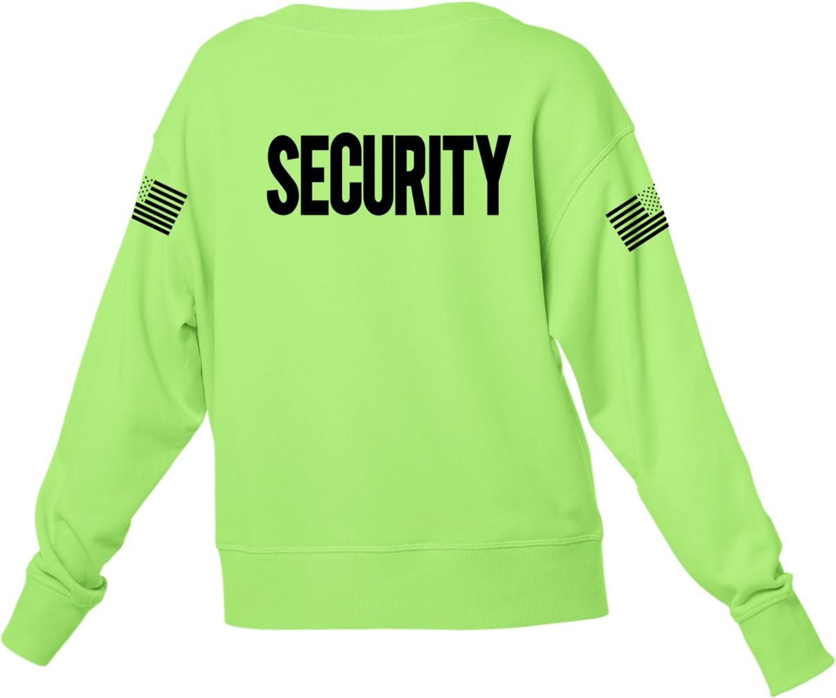 Security Pullover Crewneck Sweatshirt Chest & Back + USA Flag Sleeve Prints