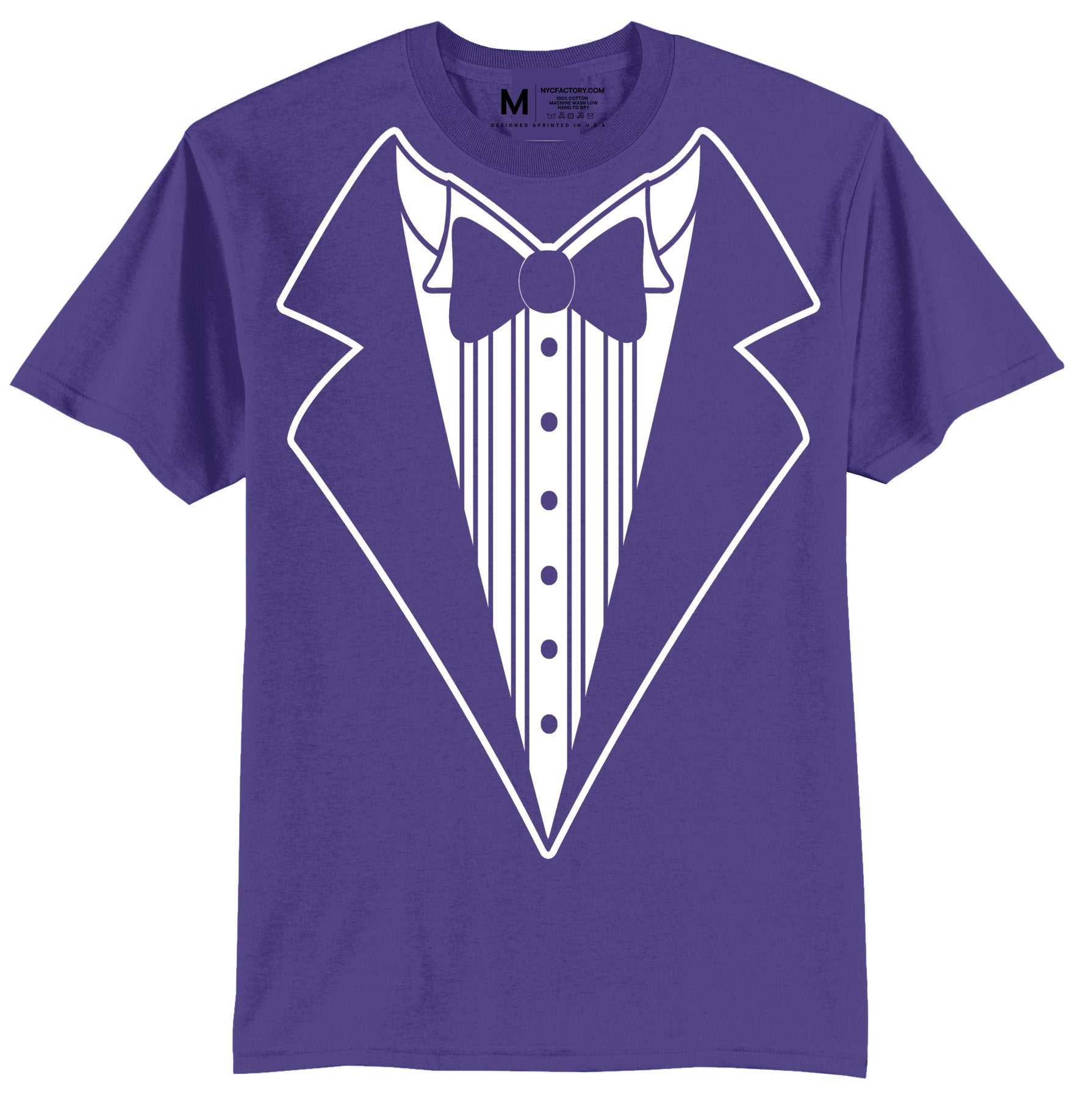 Men's Funny Tuxedo T-Shirt (Purple, Bowtie Design)