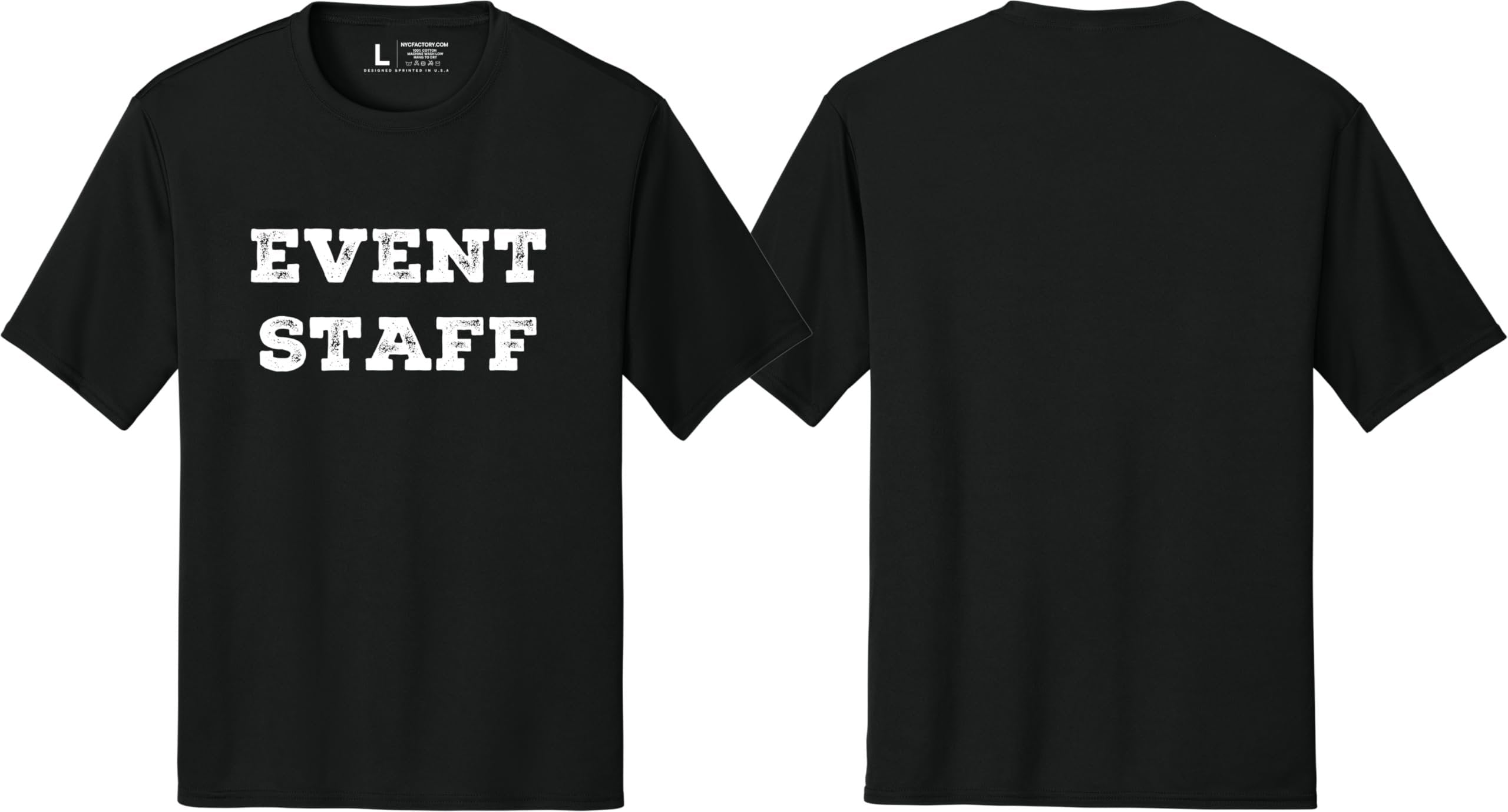 Professional Event Men's Unisex Staff Tees - Front & Back All Colors & Sizes In Stock - NYC Factory