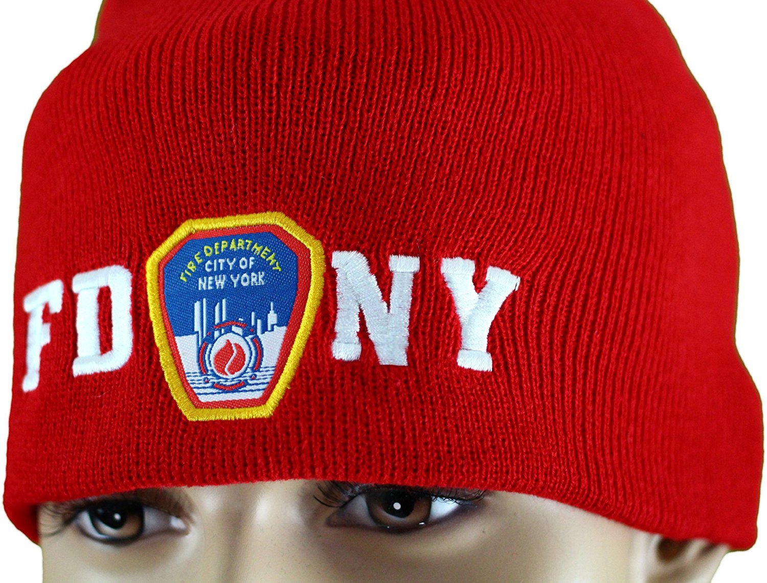 FDNY No Fold Winter Hat Beanie Skull Cap Officially Licensed Red