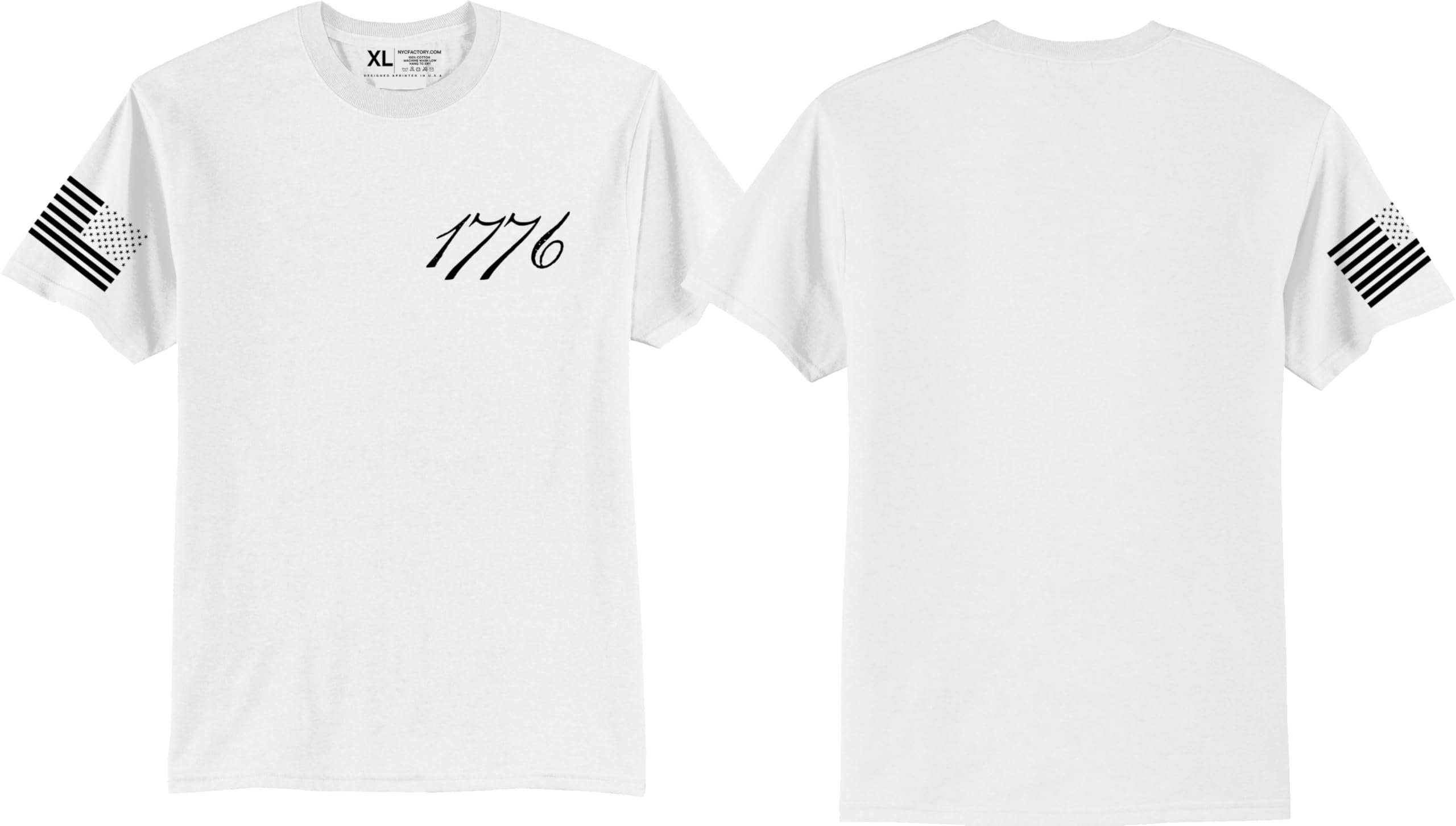 Men's USA Flag Tee Patriot Sleeve Print 1776 T-Shirts 4th of July