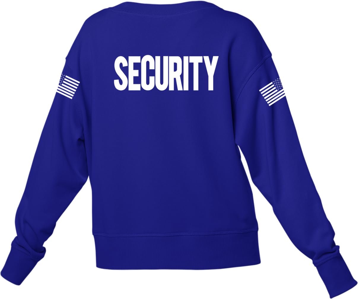 Security Pullover Crewneck Sweatshirt Chest & Back + USA Flag Sleeve Prints
