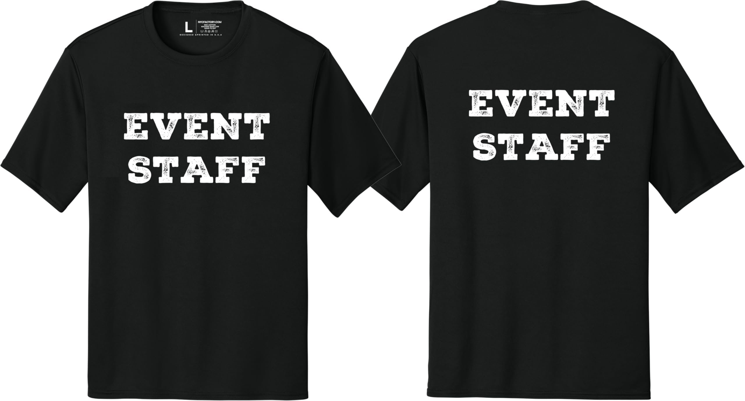 Professional Event T-Shirt - Rustic Design for Staff (Front & Back, NR-A) Soft Cotton Tees