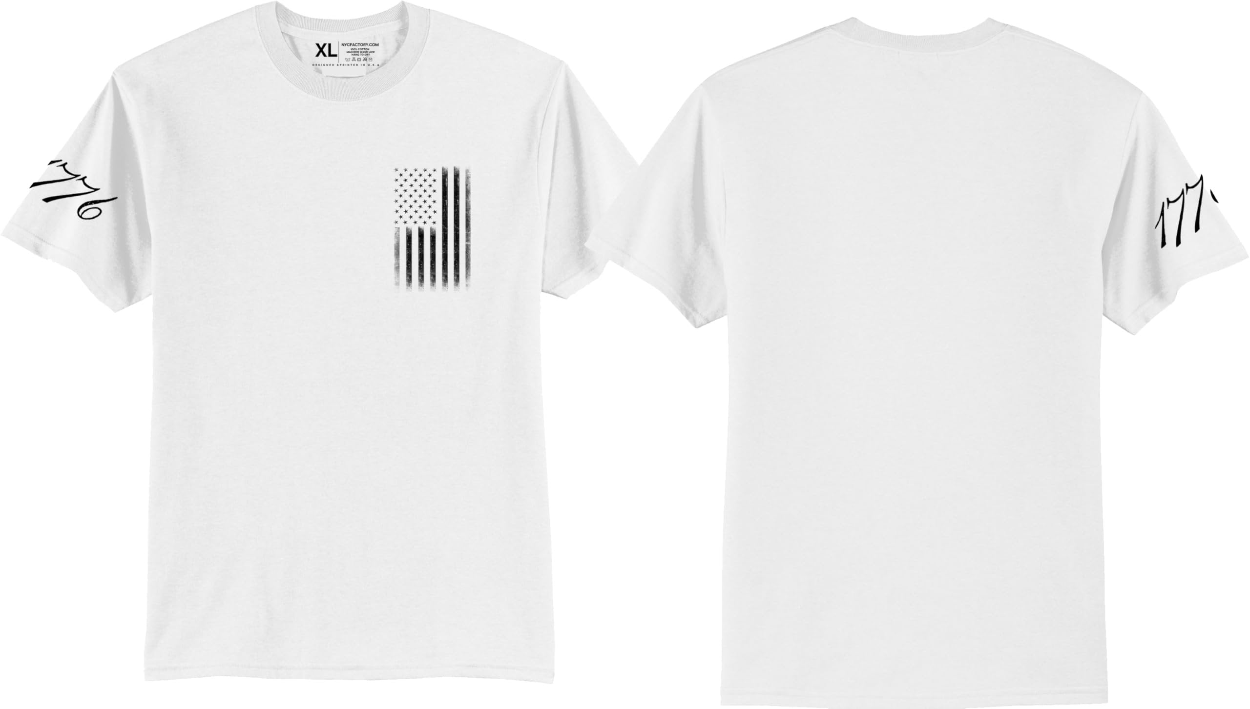 Men's USA Flag Tee Patriot Sleeve Print 1776 T-Shirts 4th of July