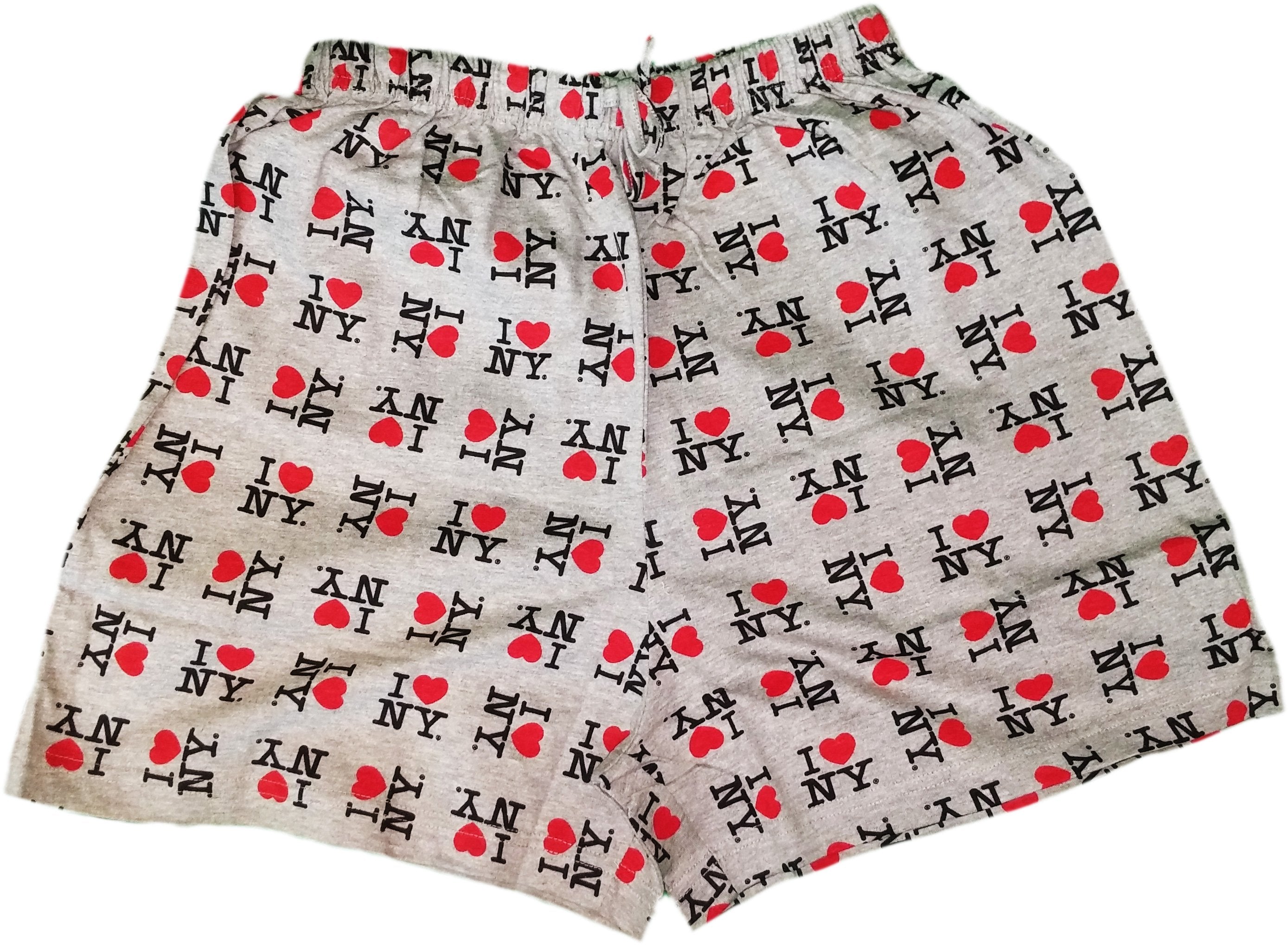 I Love NY Boxer Shorts (Adult Unisex, Gray, Small)