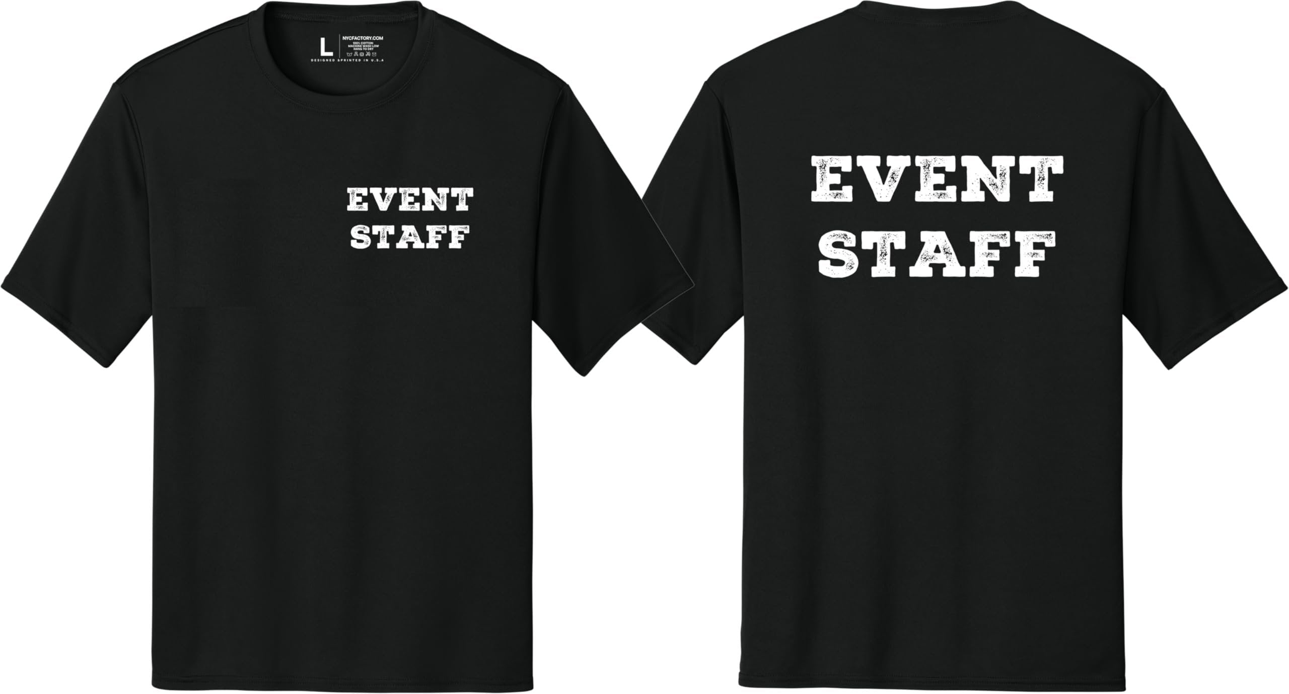 Professional Event Men's Unisex Staff Tees - Front & Back All Colors & Sizes In Stock - NYC Factory