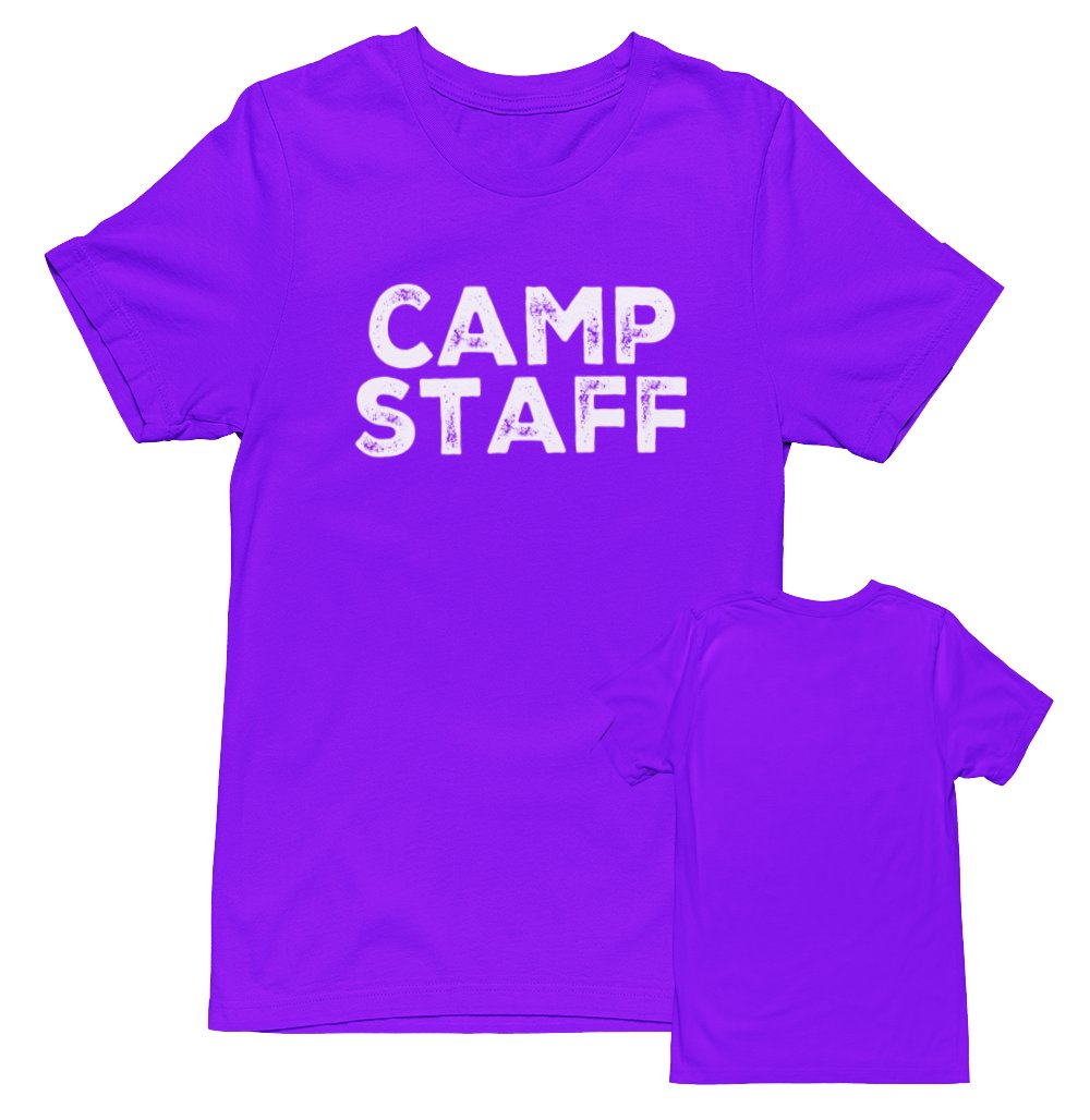 CAMP Staff T-Shirt Summer Counselor Rustic Design Cotton Tee (Front Print Only)