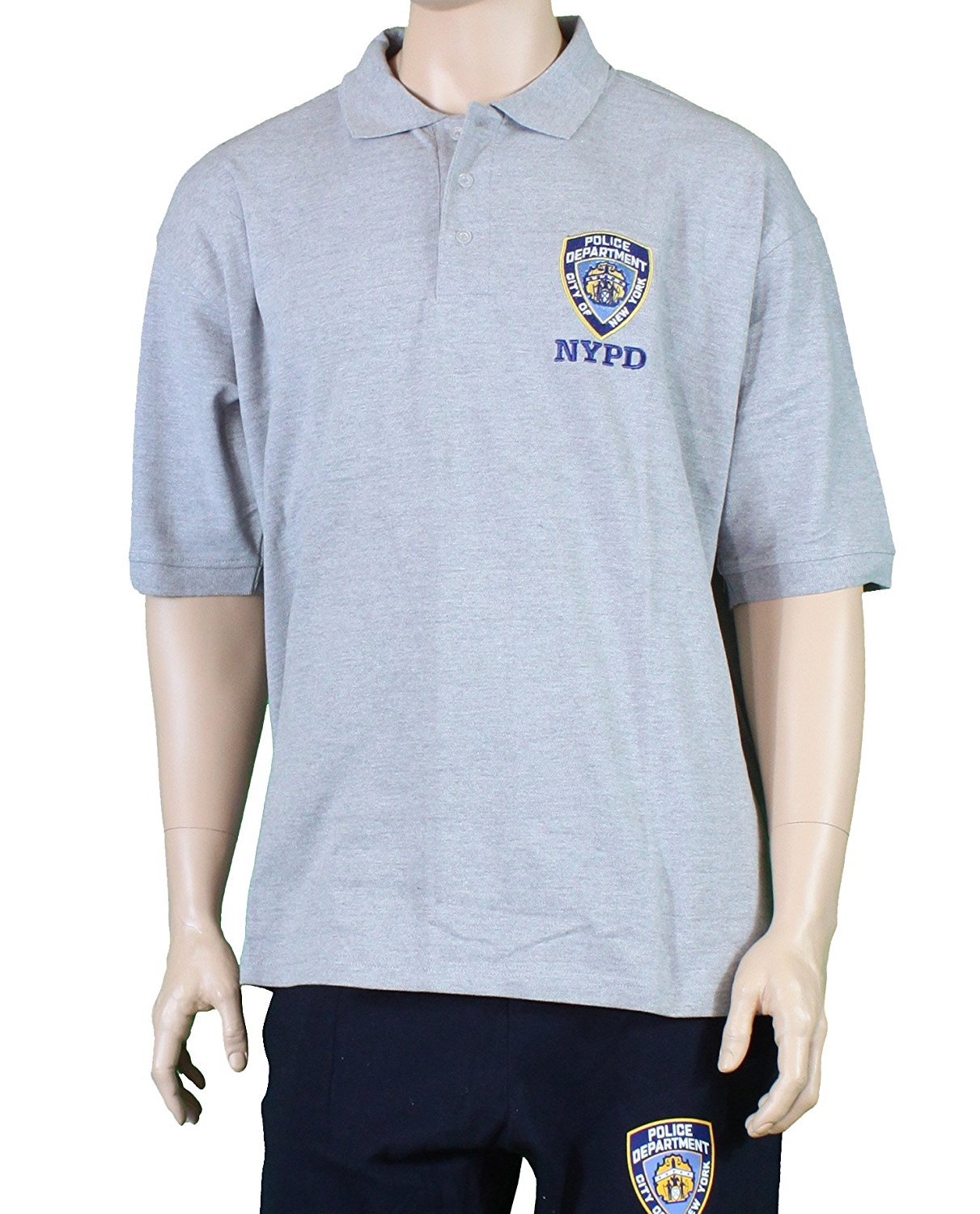 NYPD Men's Polo Shirt (Embroidered Chest Design, Heather Gray)