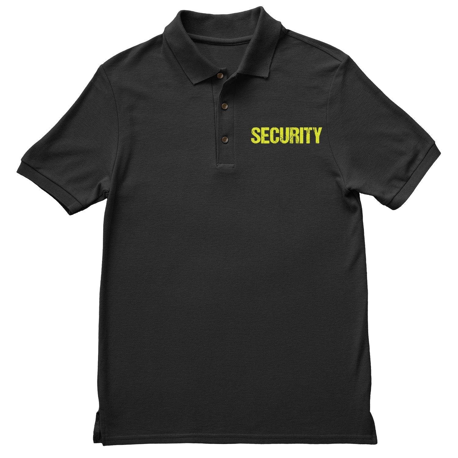 Security Polo Shirt Front & Back Print (Distressed, Black & Neon)