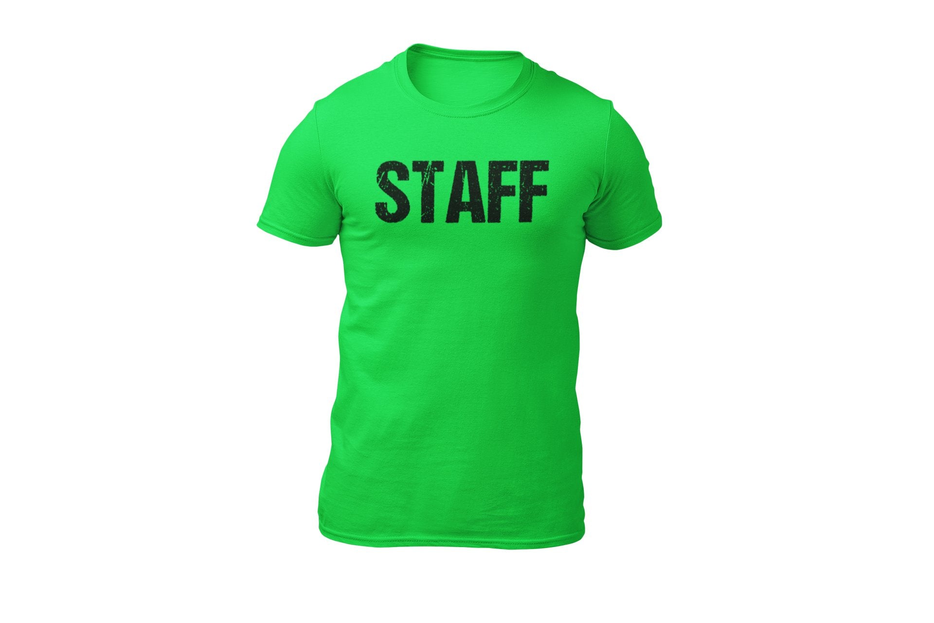 Staff Men's T-Shirt Front Back Print (Distressed Design, Neon