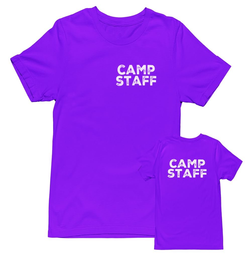 CAMP Staff T-Shirt Summer Counselor Rustic Design Cotton Tee (Chest & Back Print)