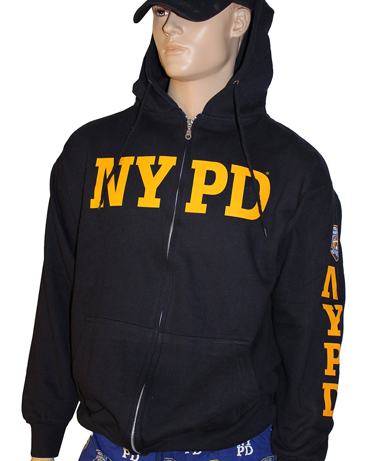 NYPD Zippered Hoodie Police Sweatshirt Navy Yellow 3XL
