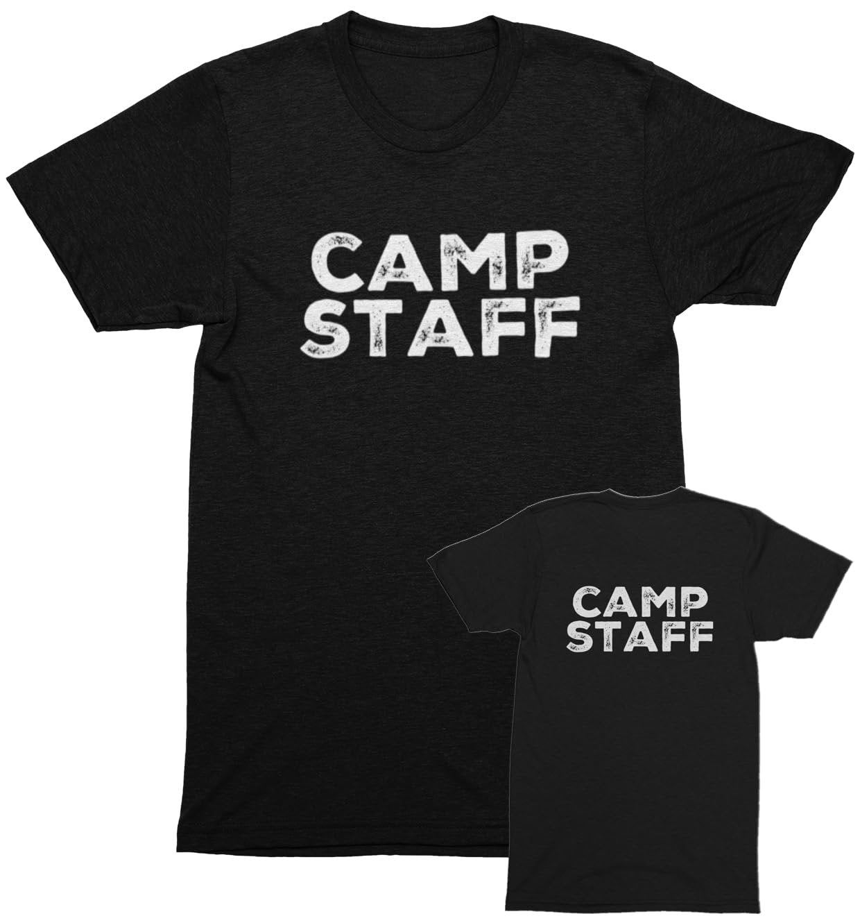 CAMP Staff T-Shirt Summer Counselor Rustic Design Cotton Tee (Front & Back)
