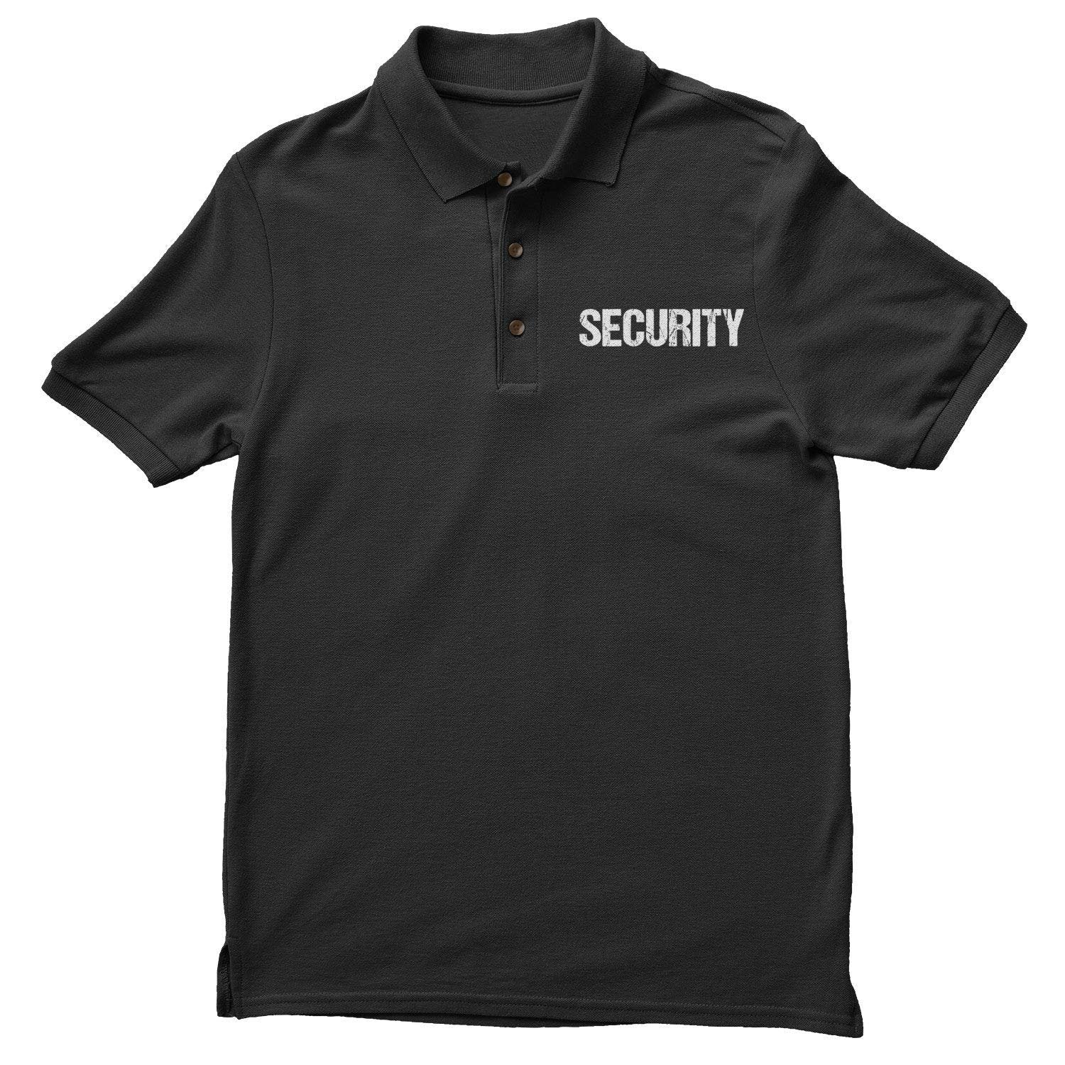 Security Polo Shirt Front & Back Print (Distressed, Safety Green & Black)