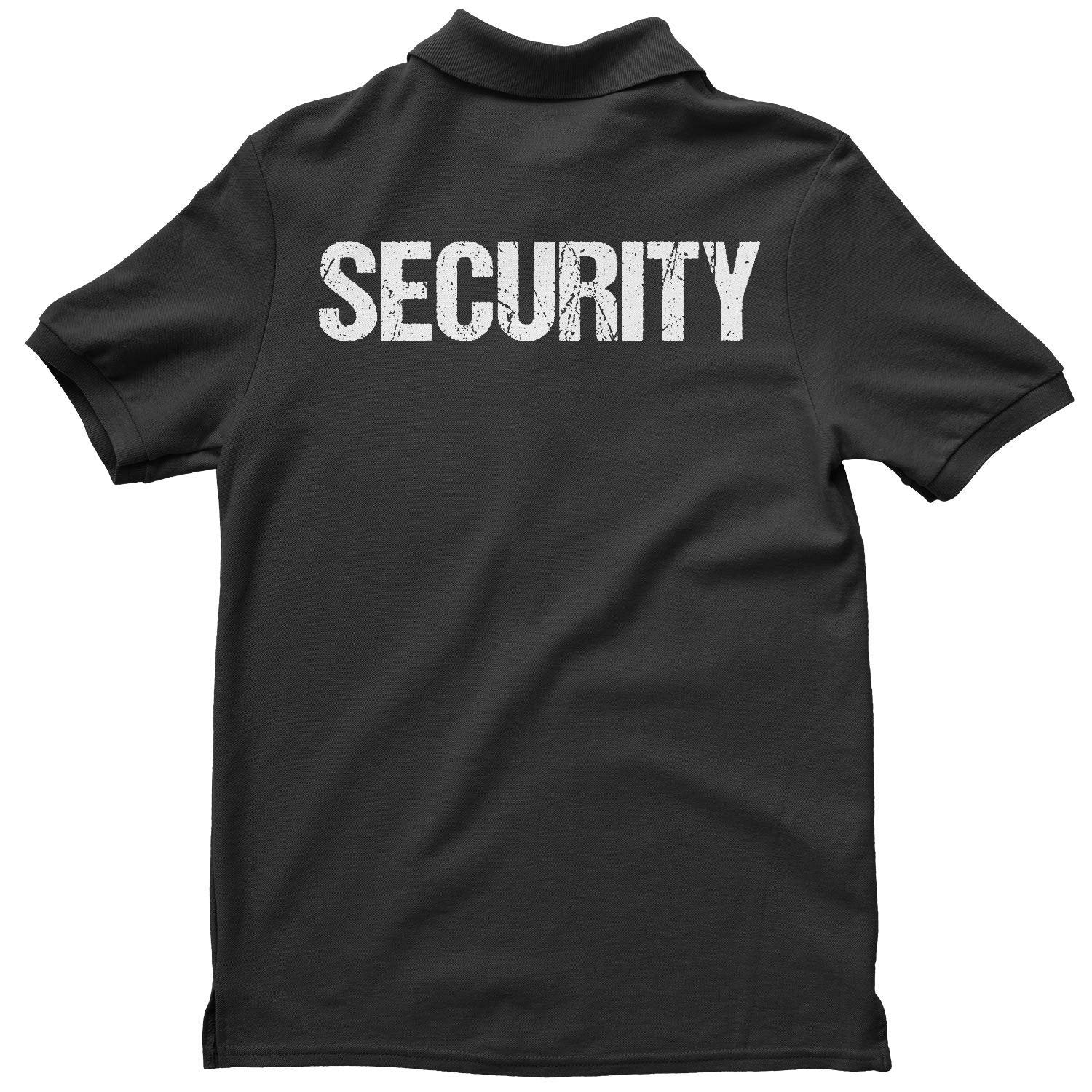 Security Polo Shirt Front & Back Print (Distressed, Charcoal & Neon)