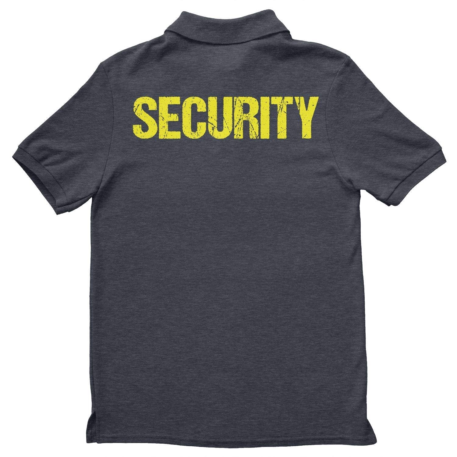 Security Polo Shirt Front & Back Print (Distressed, Charcoal & Neon)