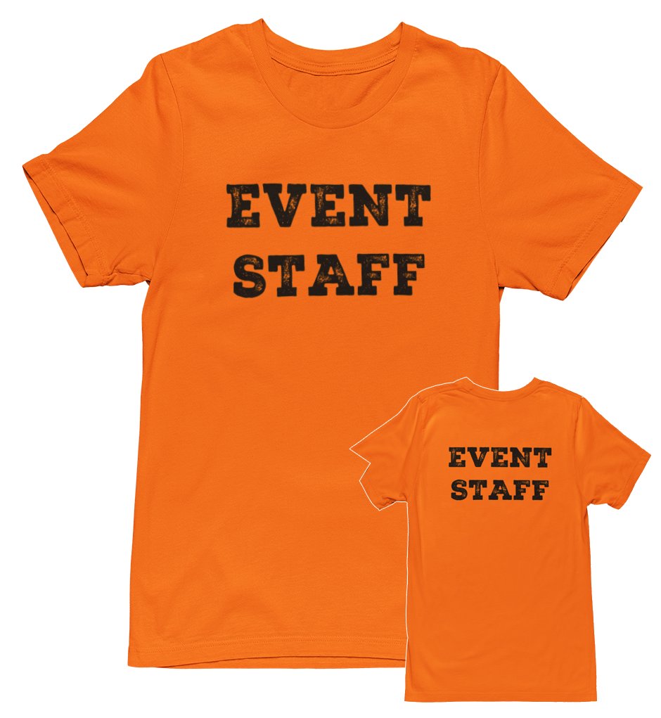 Professional Event T-Shirt - Rustic Design for Staff (Front & Back, NR-A) Soft Cotton Tees