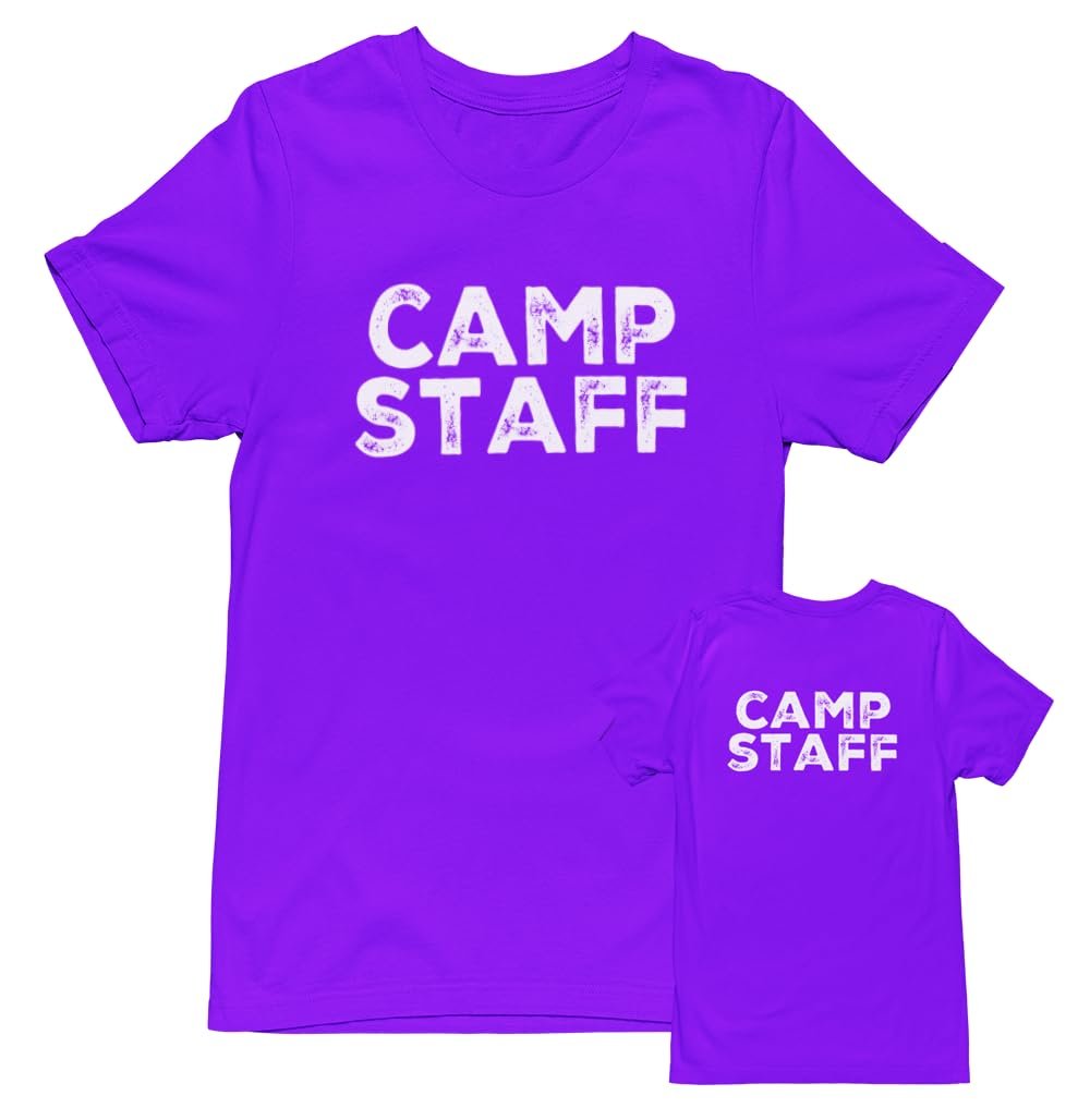 CAMP Staff T-Shirt Summer Counselor Rustic Design Cotton Tee (Front & Back)