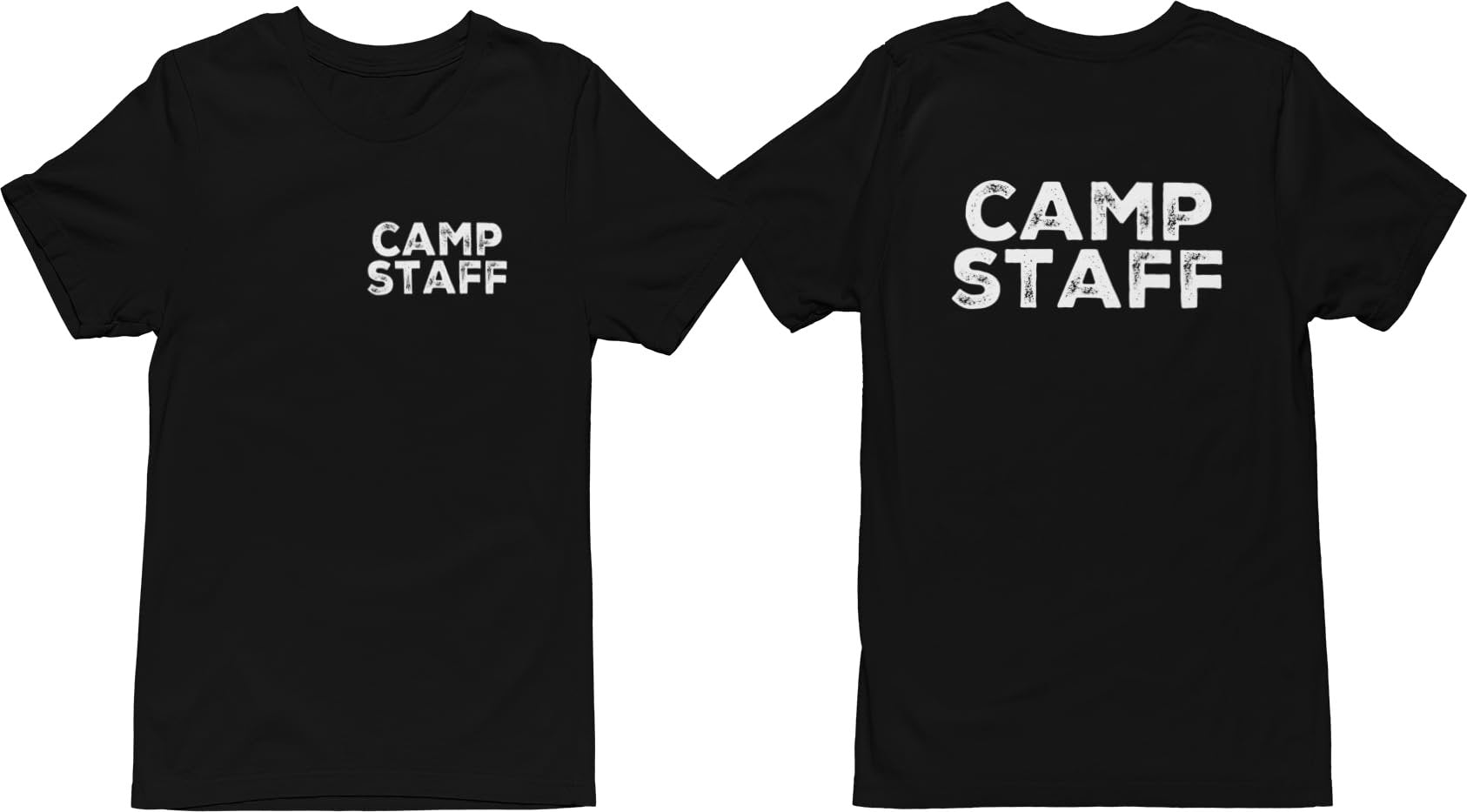 CAMP Staff T-Shirt Summer Counselor Rustic Design Cotton Tee (Chest & Back Print)