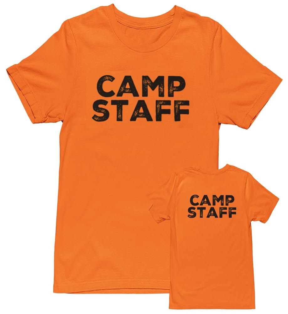 CAMP Staff T-Shirt Summer Counselor Rustic Design Cotton Tee (Front & Back)