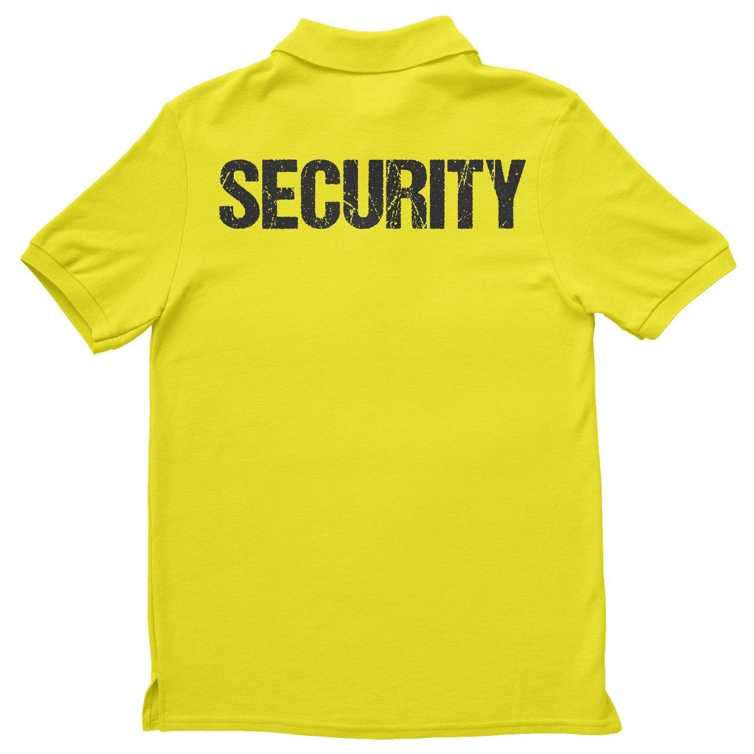 Security Polo Shirt Front & Back Print (Distressed, Black & Neon)