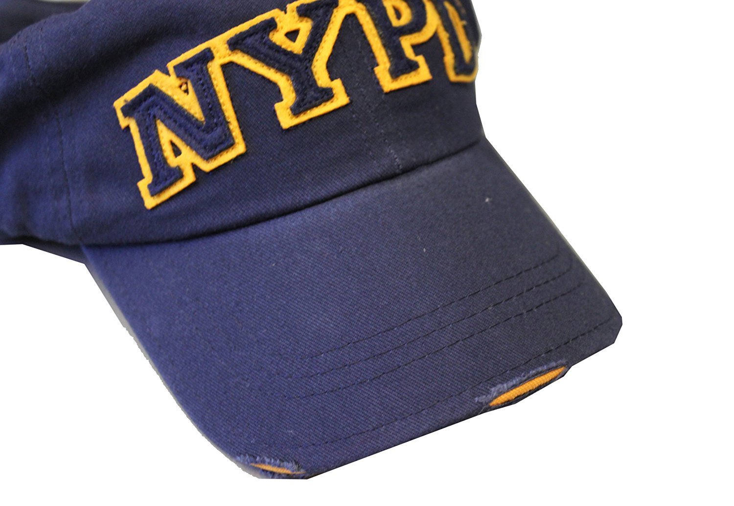 Men's NYPD Baseball Hats / All Styles / Officially Licensed Caps (Black & White, Distressed)