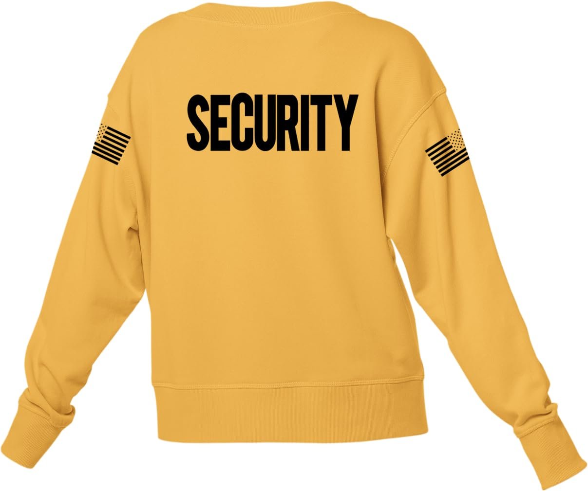 Security Pullover Crewneck Sweatshirt Chest & Back + USA Flag Sleeve Prints