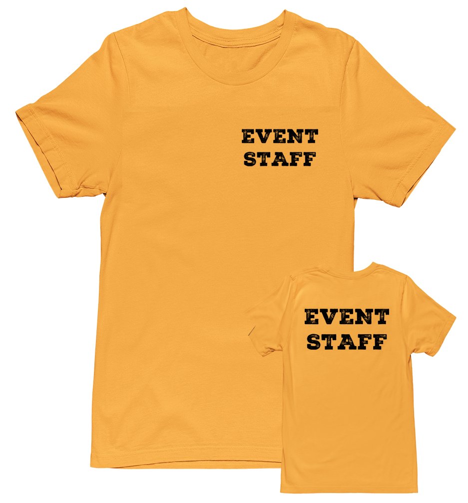 Professional Event T-Shirt - Rustic Design for Staff (NR-B, Chest & Back) Soft Cotton Tees