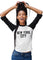 New York City Women's Tri 3/4-Sleeve Ladies Raglan Slim Fit Tee White & Black