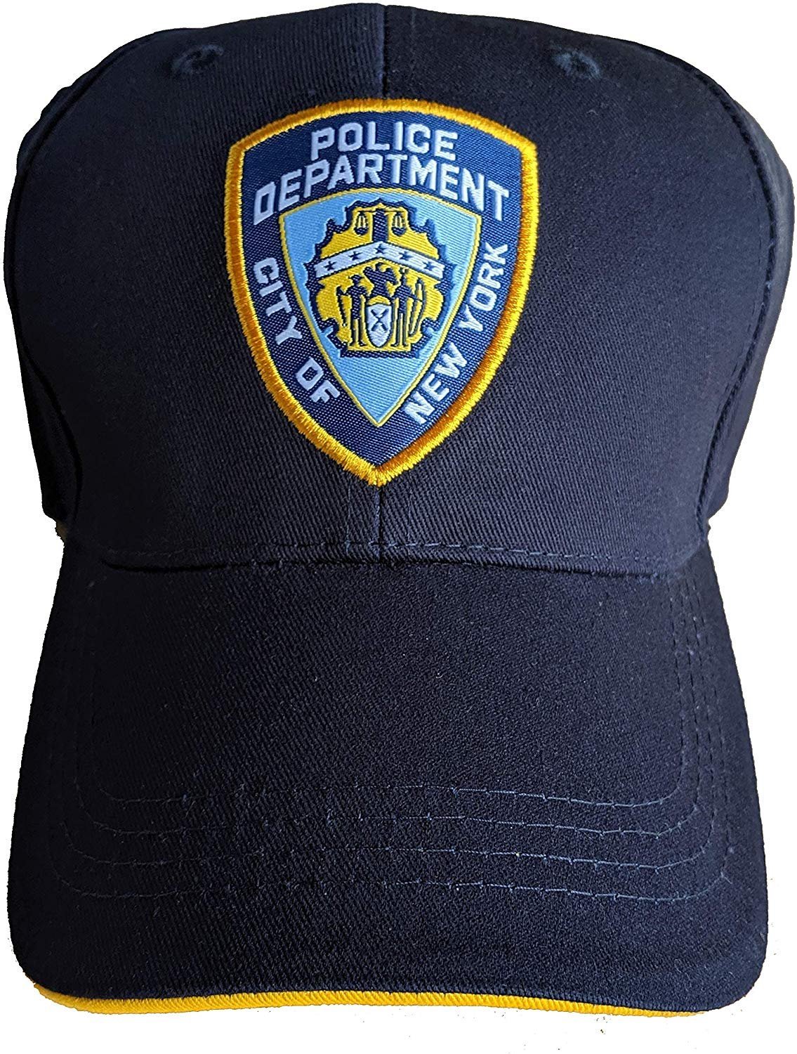 Men's NYPD Baseball Hats Officially Licensed Cap (Navy / Yellow Accents)