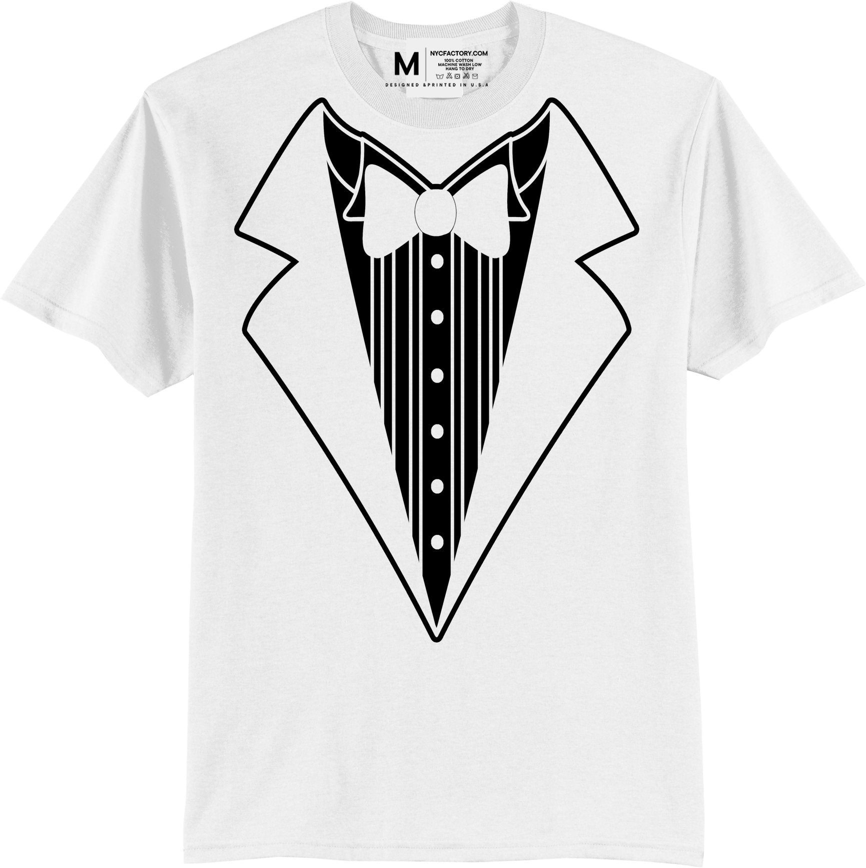 Men's Funny Tuxedo T-Shirt (White, Bowtie Design)