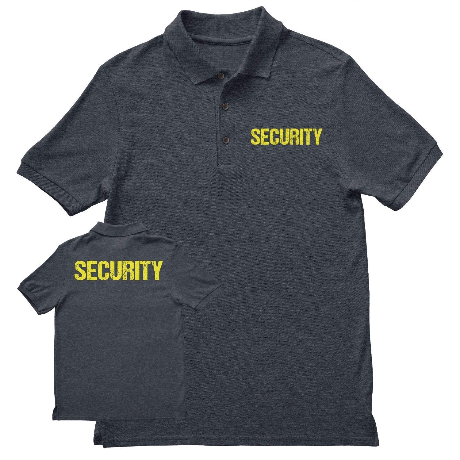Security Polo Shirt Front & Back Print (Distressed, Safety Green & Black)