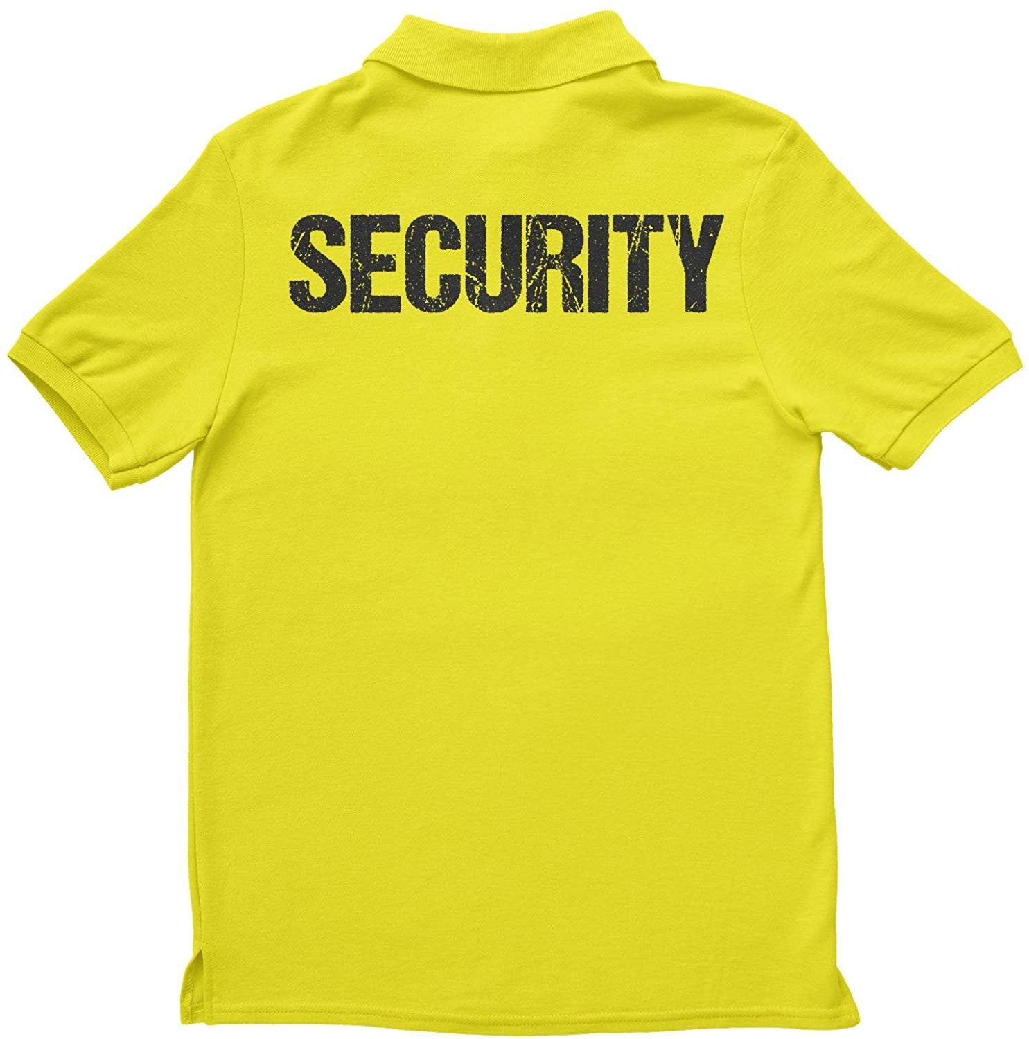 Security Polo Shirt Front & Back Print (Distressed, Safety Green & Black)