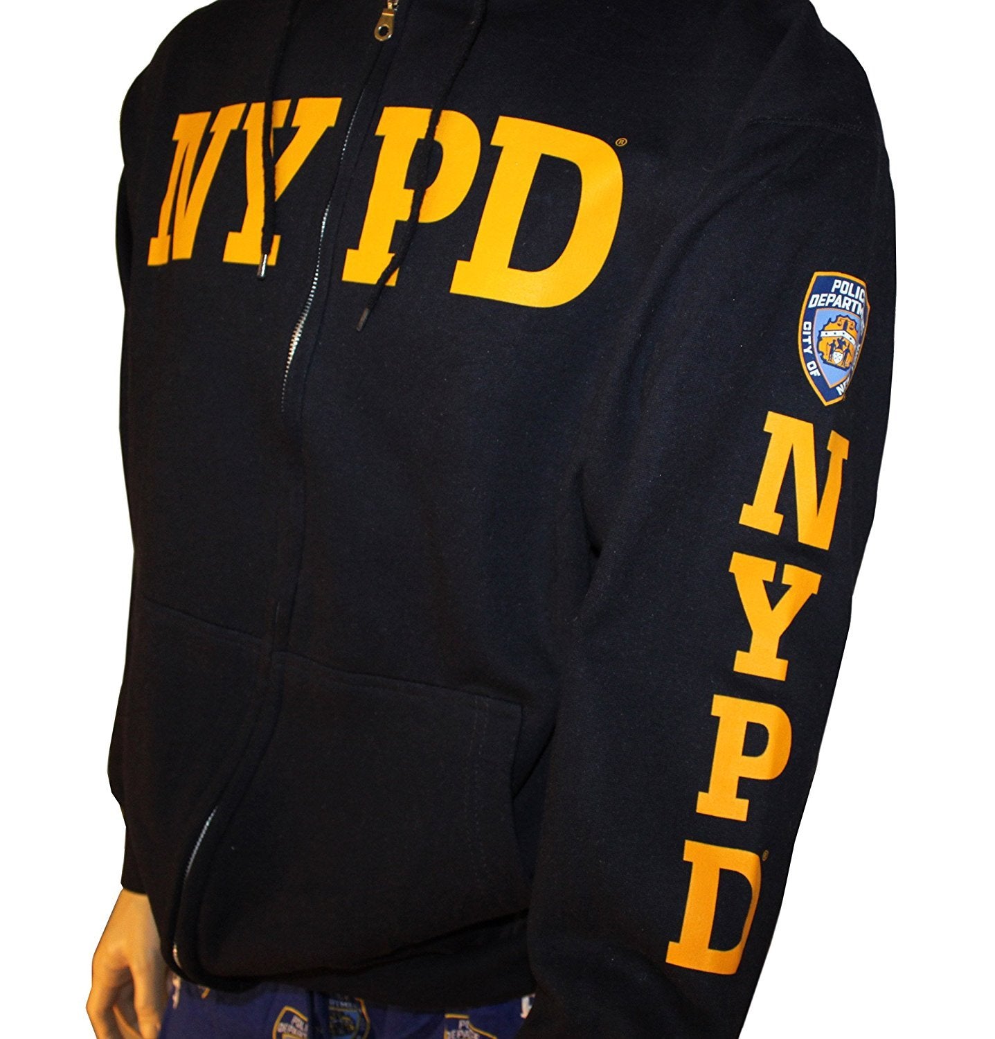 NYPD Zippered Hoodie Police Sweatshirt Navy Yellow 3XL