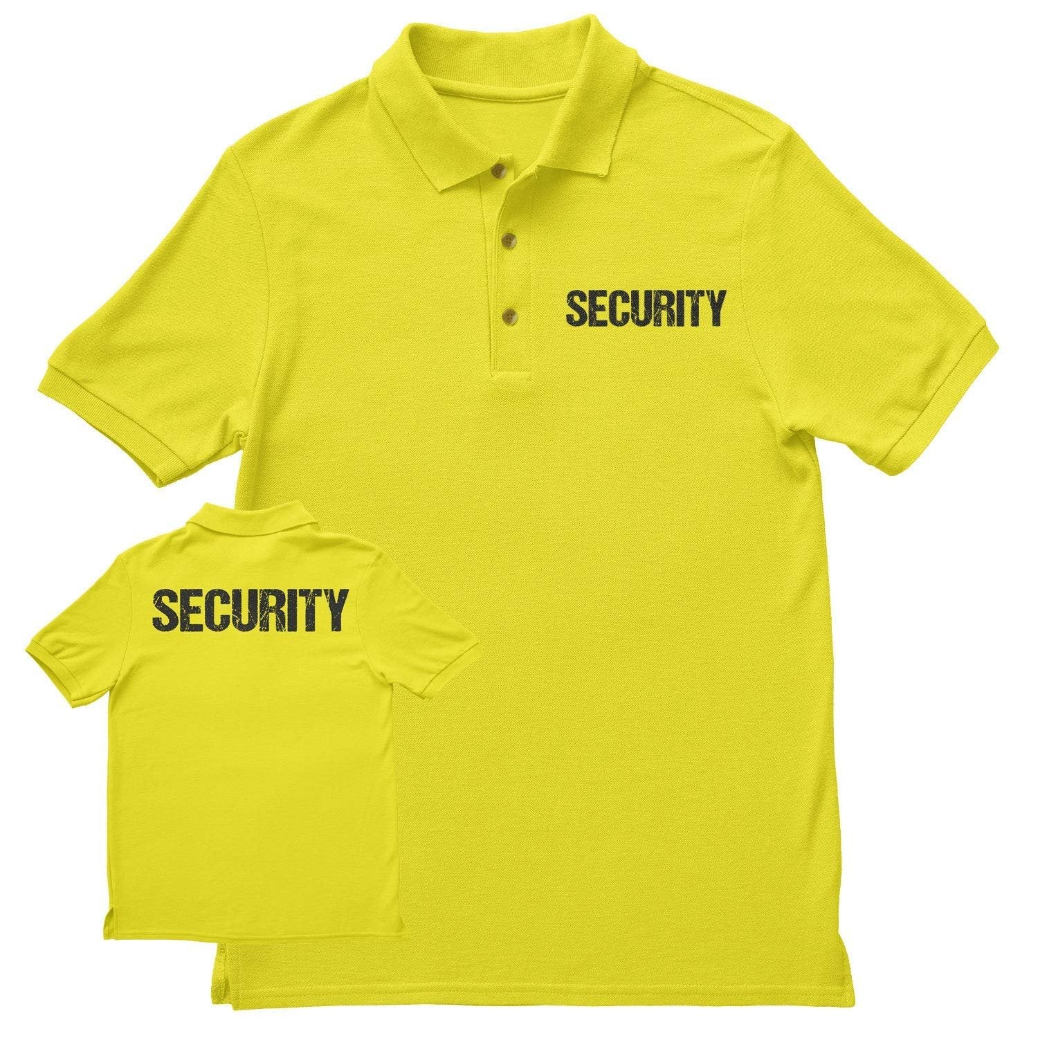 Security Polo Shirt Front & Back Print (Distressed, Safety Green & Black)