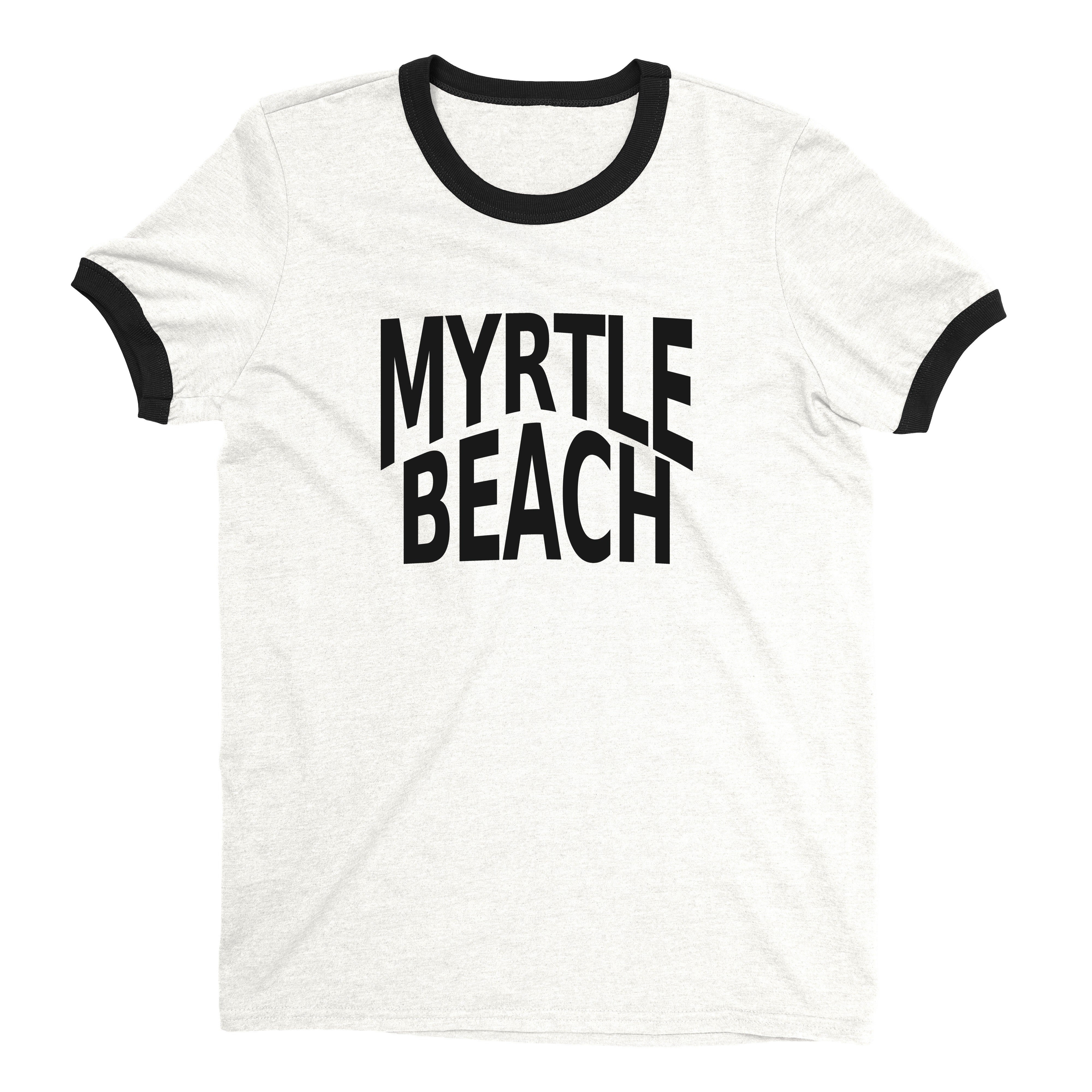 Myrtle Beach Ringer Tee Retro Style Men's T-Shirt - NYC Factory - White